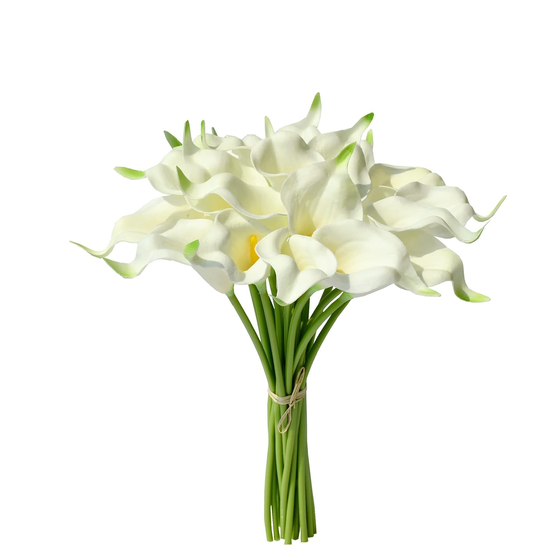 PU White Calla Lily Artificial Flowers 20 Stems 13.5in Faux Realistic Centerpiece for Valentine's Day and Easter Decorations DIY Bridal Bouquet Home Décor