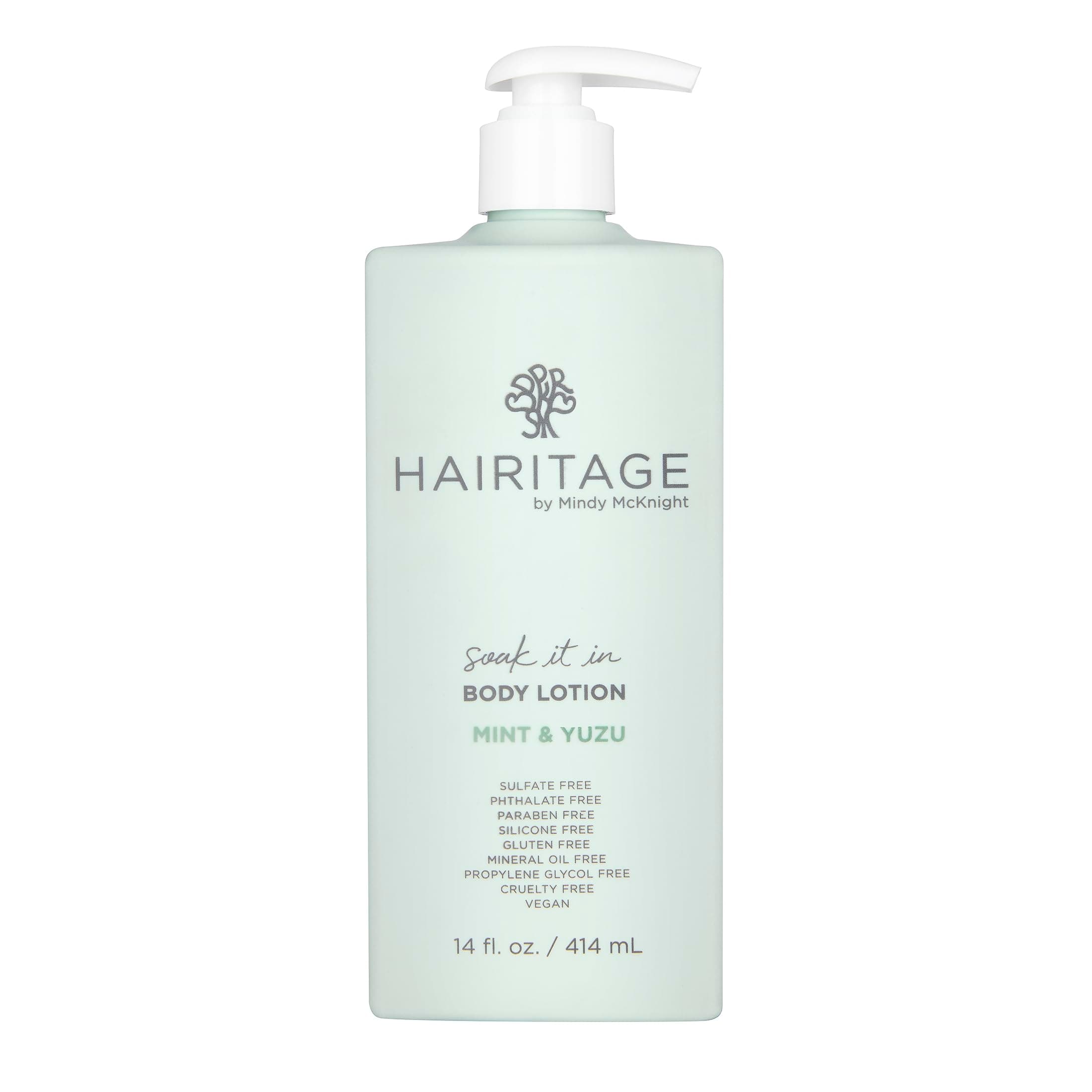 Hairitage Soak It In Mint & Yuzu Scented Body Lotion - Niacinamide, Jojoba Oil, & Avocado Oil for All Skin Types - Peppermint Oil & Eucalyptus Oil, 14 fl oz