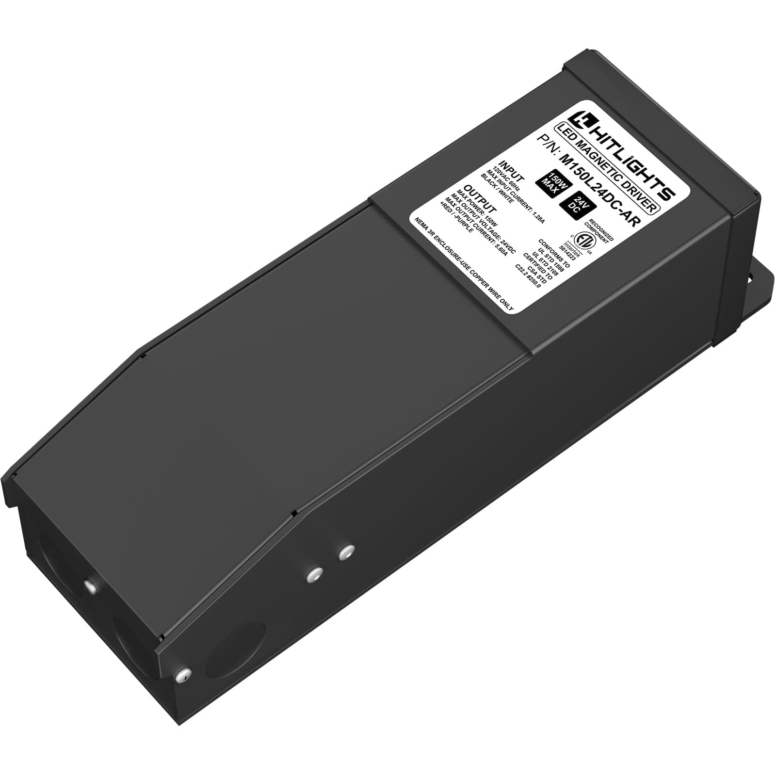 Dimmable LED Driver Transformer 24V 150W, Magnetic Power Supply 120VAC to 24VDC, Compatible with Lutron and Leviton Dimmers, for LED Strip Light, Kitchen, Cabinet, Class 2, ETL Listed