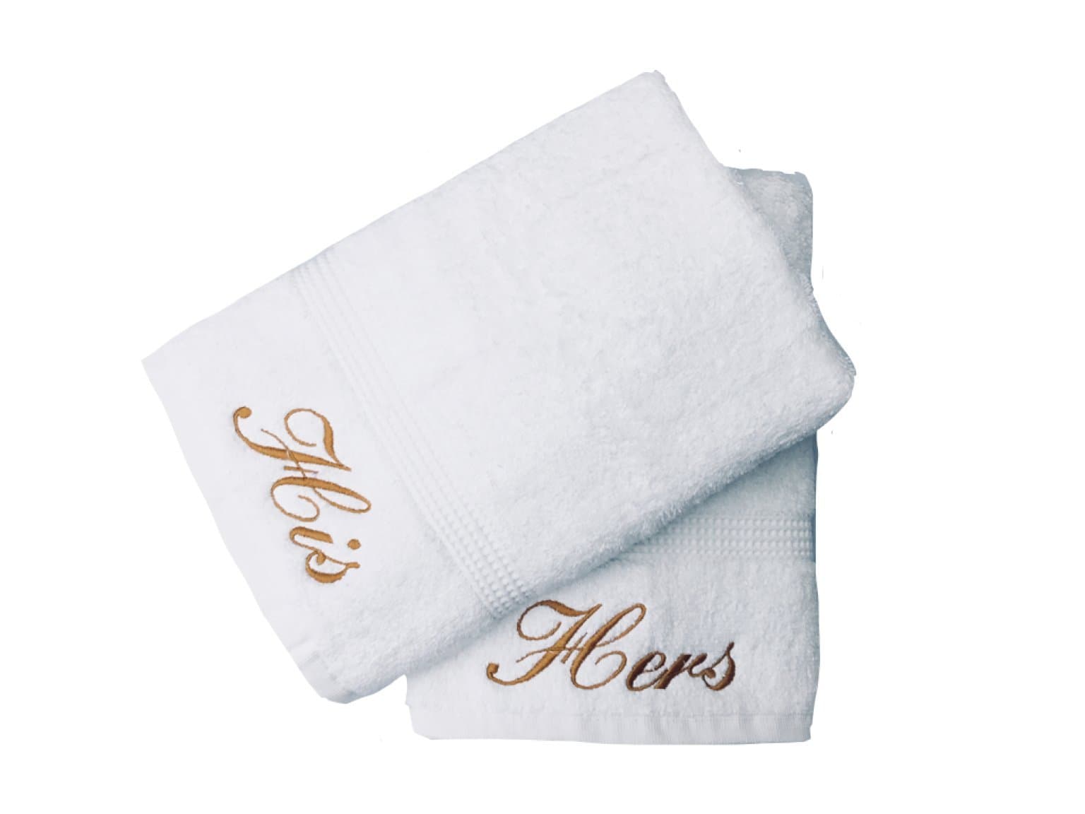 Embroidered His & Hers White Hand Towels Pair