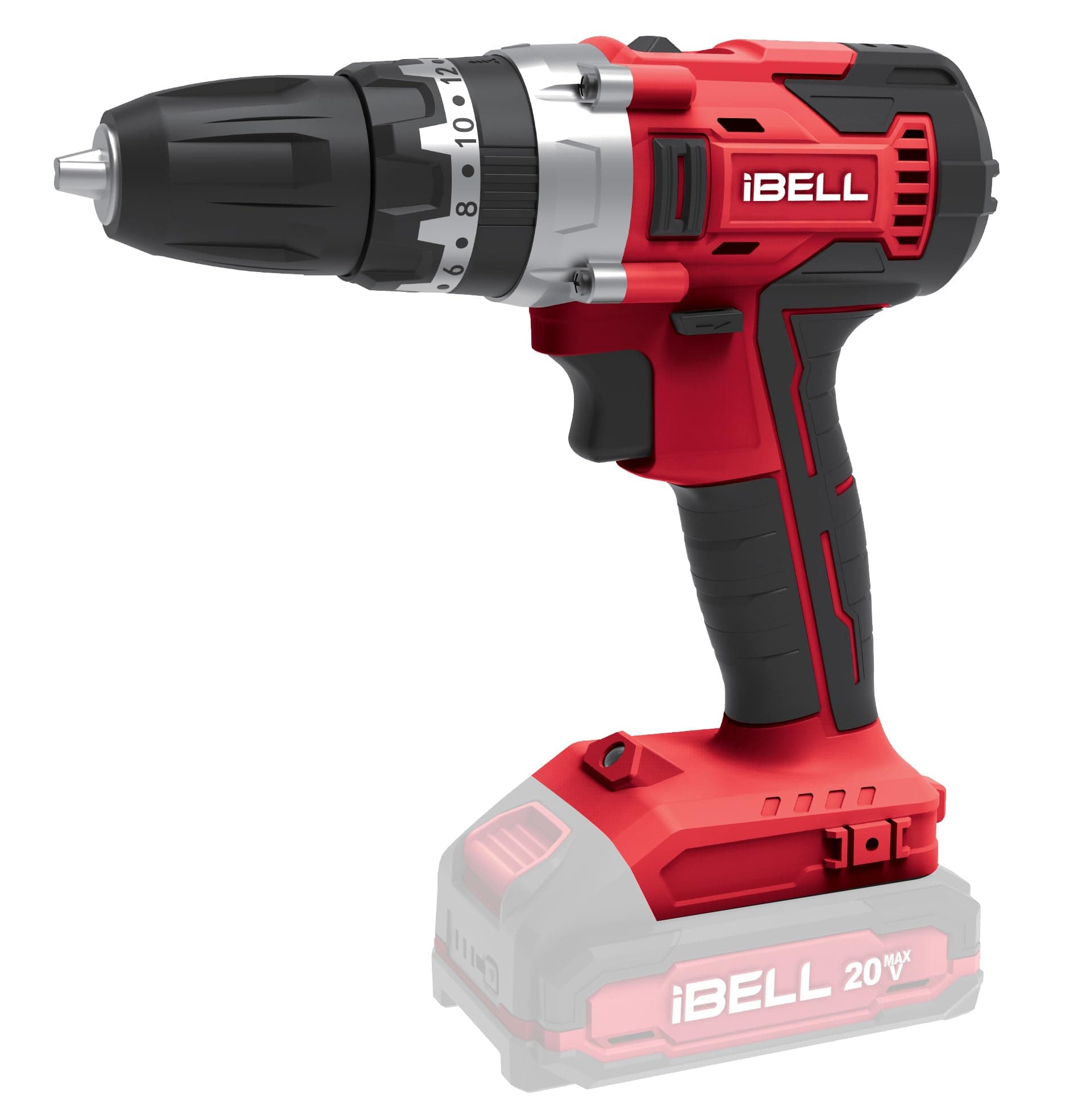 IBELLOne Power Series Cordless Impact Drill CD20-30 20 volts 30Nm 1450RPM, 20 Watts (Battery & Charger not included), Red
