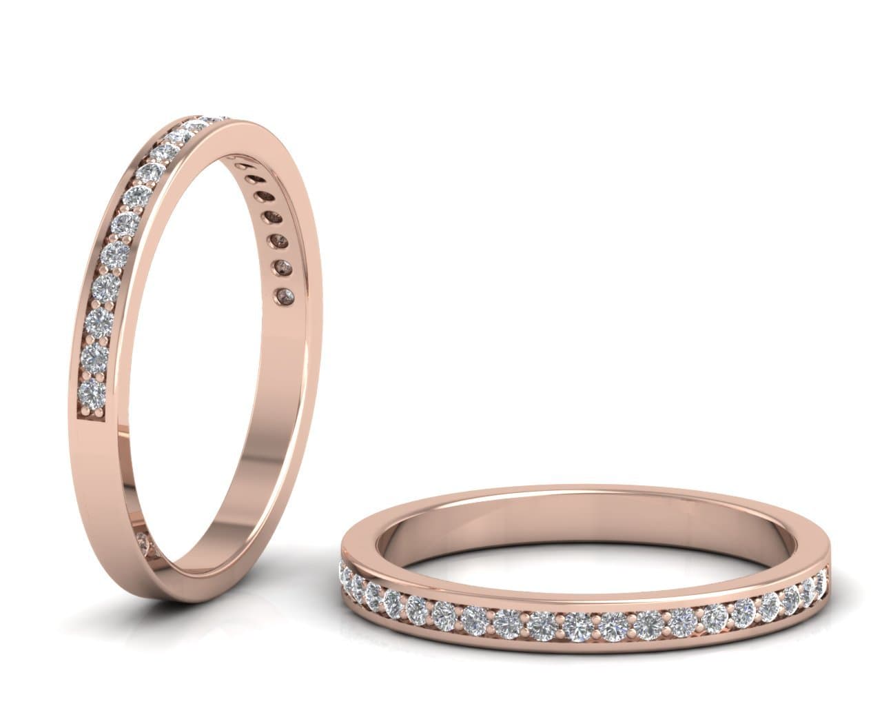 0.25ct Pave Set Round Brilliant Cut Diamonds Half Eternity Ring Available in Gold and Platinum