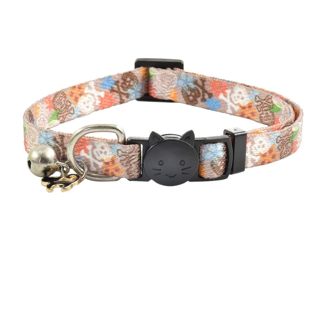 XPangle Breakaway Cat Collar with Bell, Cute Kitten Collar Safety Adjustable for Kitty Puppy Neck 7.8-11.8in (Brown)