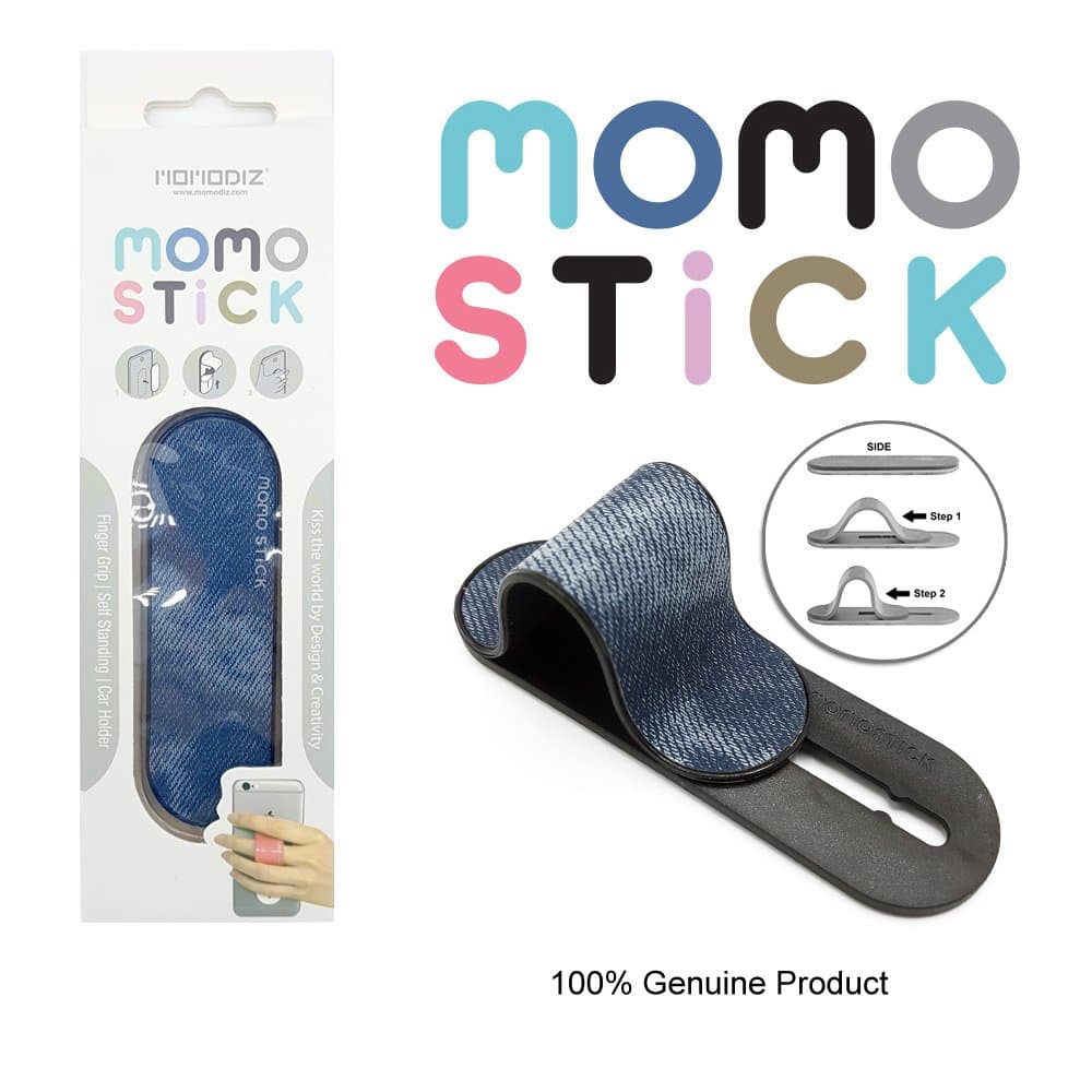 [Blue Jean] New MOMOSTICK: Stand and Finger Grip for Any Smartphones (iPhone & Android) with Reusable Sticky Gel Pad