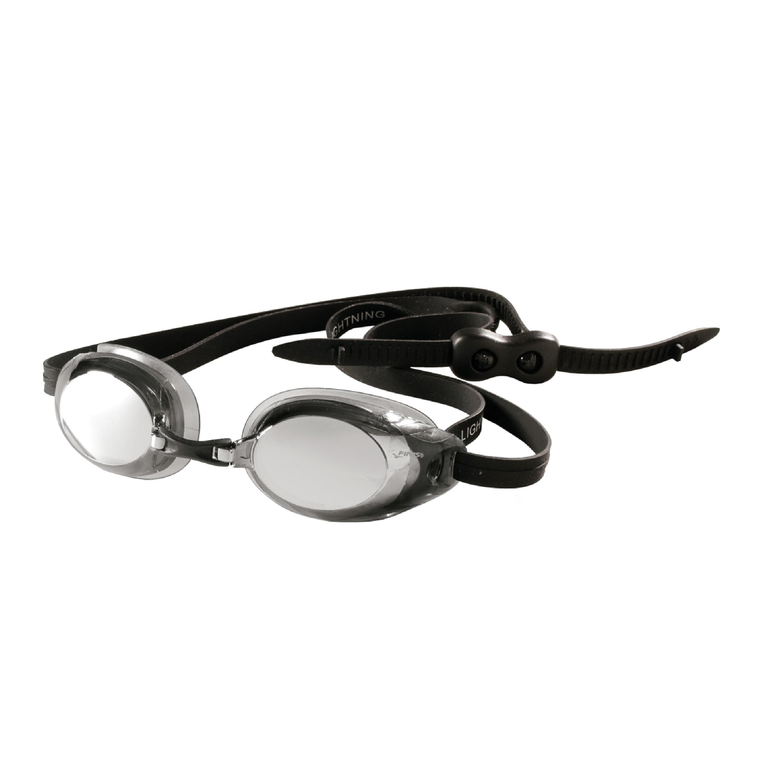 Lightning Goggles - Competitive Swim Goggles for Women & Men - Adjustable Silicone Straps - With 4 Interchangeable Nose Pieces