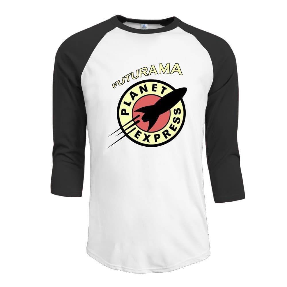 HUASHL Men's Futurama Planet Express Logo 3/4 Sleeve 100% Cotton Baseball Tee Shirts Black XL