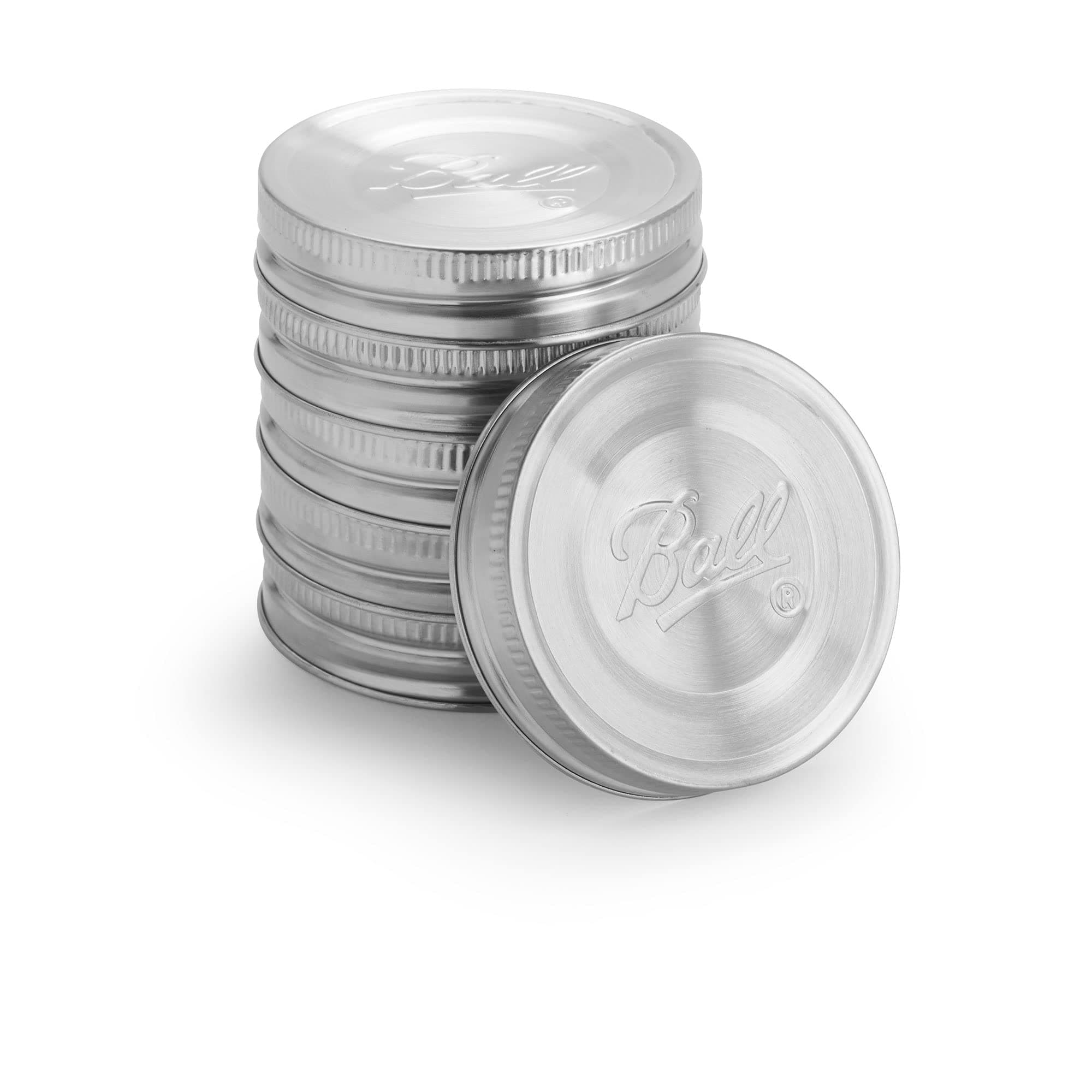 Jar Stainless Steel One-Piece Mason Jar Lids, Wide Mouth, 6-Pack,Silver