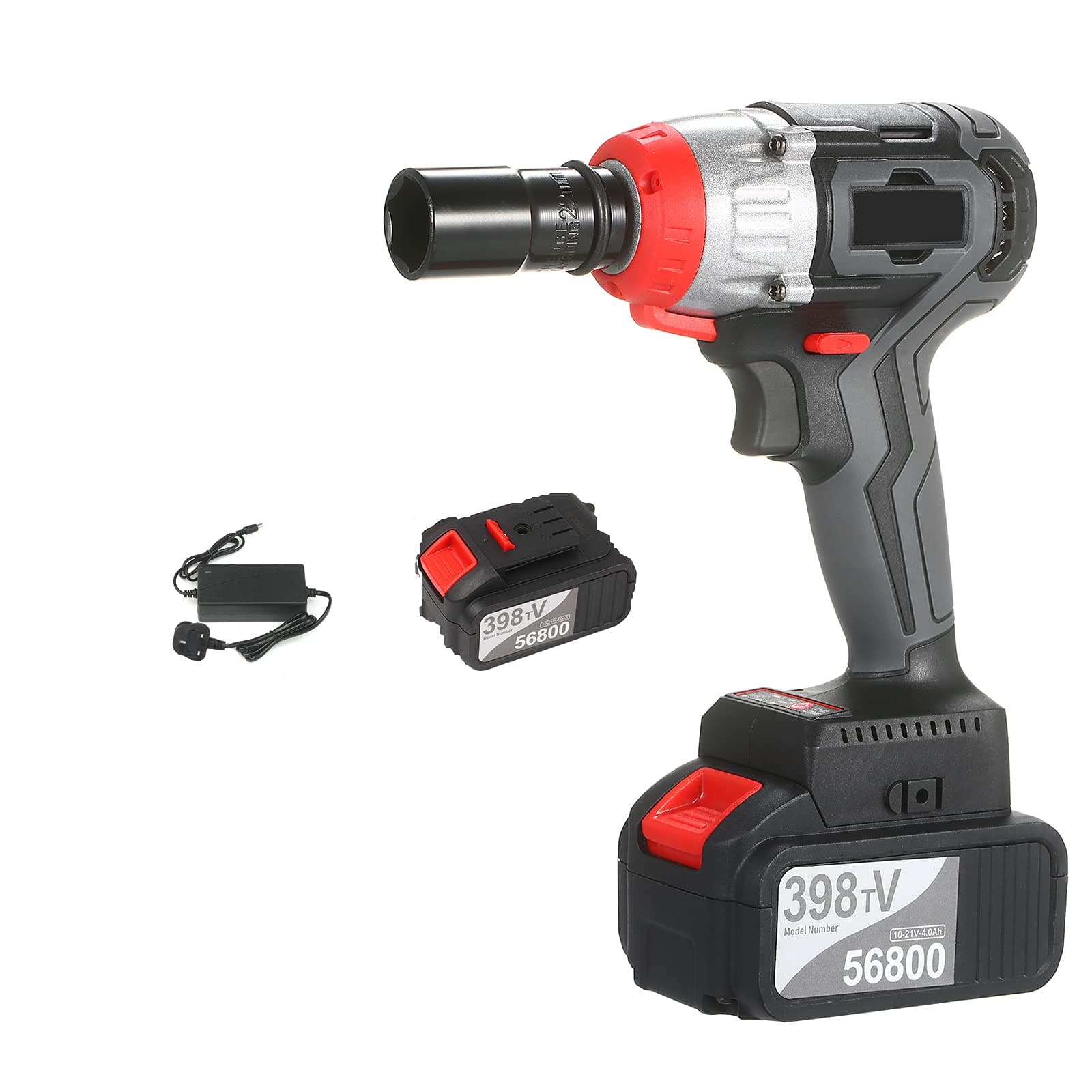 Kiboule Cordless Impact Wrench Kit, 398TV brushless lithium battery wrench, for home decoration, construction engineering, industrial equipment or spare parts maintenance