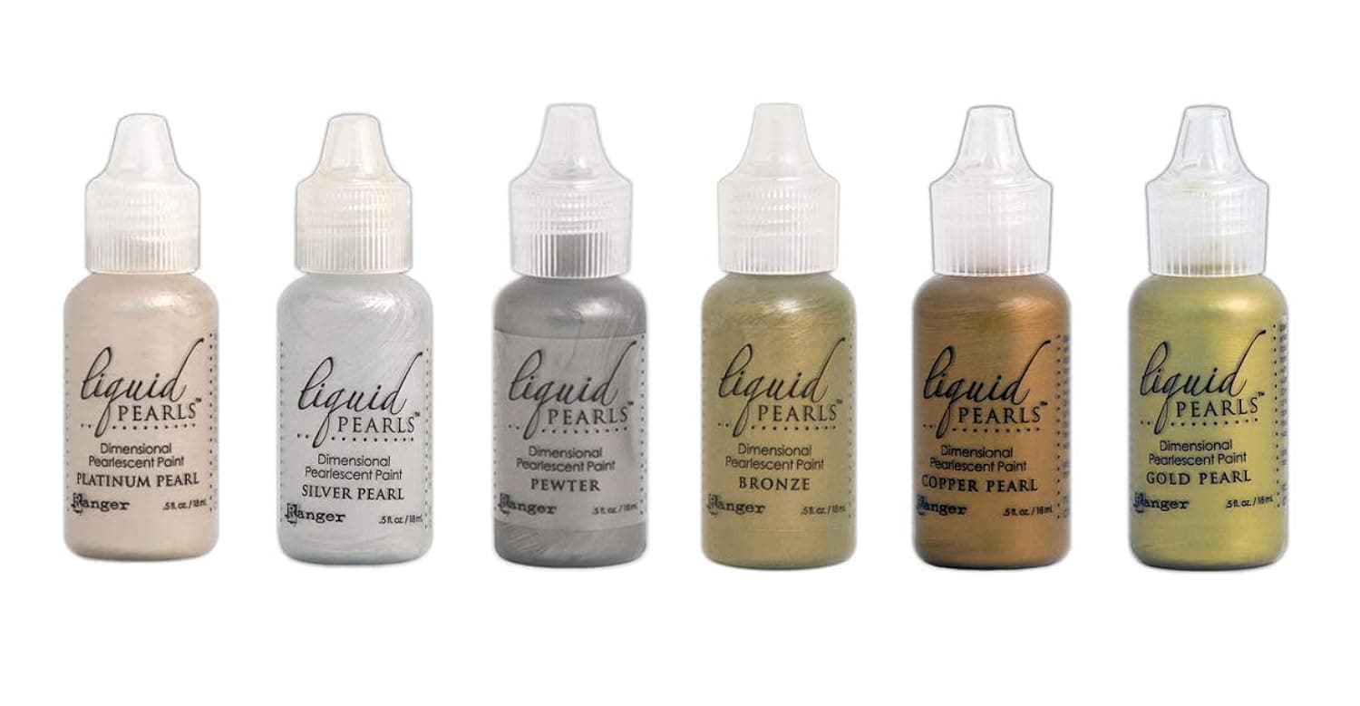 Ranger Liquid Pearls - Dimensional Pearlescent Paint, Set of Six Colors Bundle (More Metals)