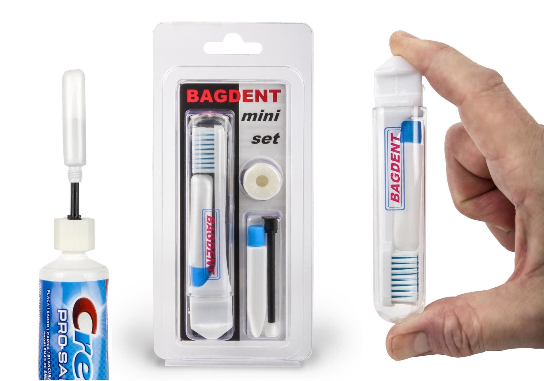 Travel Toothbrush Kit, Refilllable Mini Tubes, Universal Filling Adapters, Backpacking, After Lunch Brush, TSA Compliant