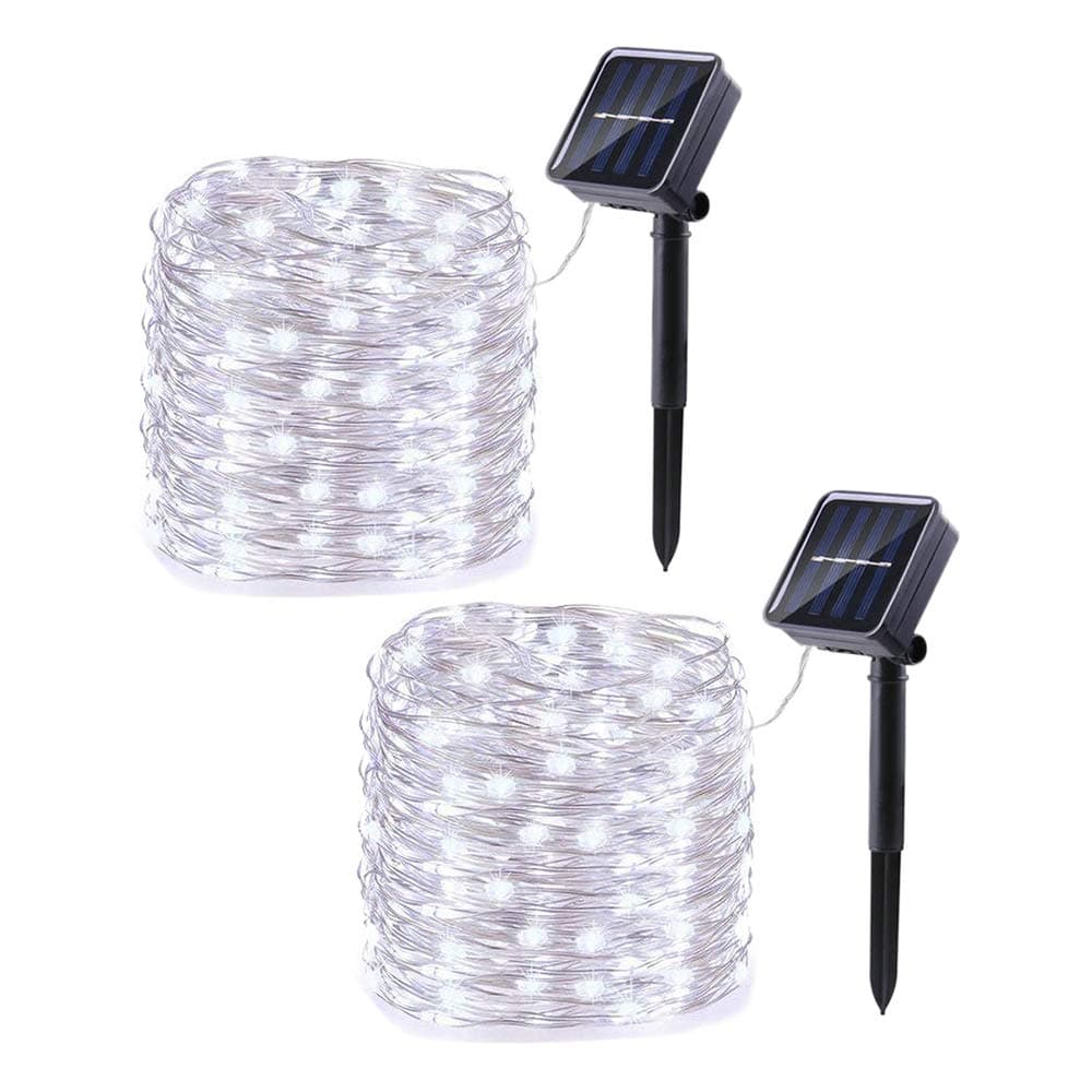 Lomotech Solar String Lights Outdoor - 2 Pack Total 66ft 200LED Solar Fairy Lights Waterproof 8 Modes Twinkle Lights for Outdoor, Patio, Garden, Yard, Party, Wedding, Tree Decoration (White)