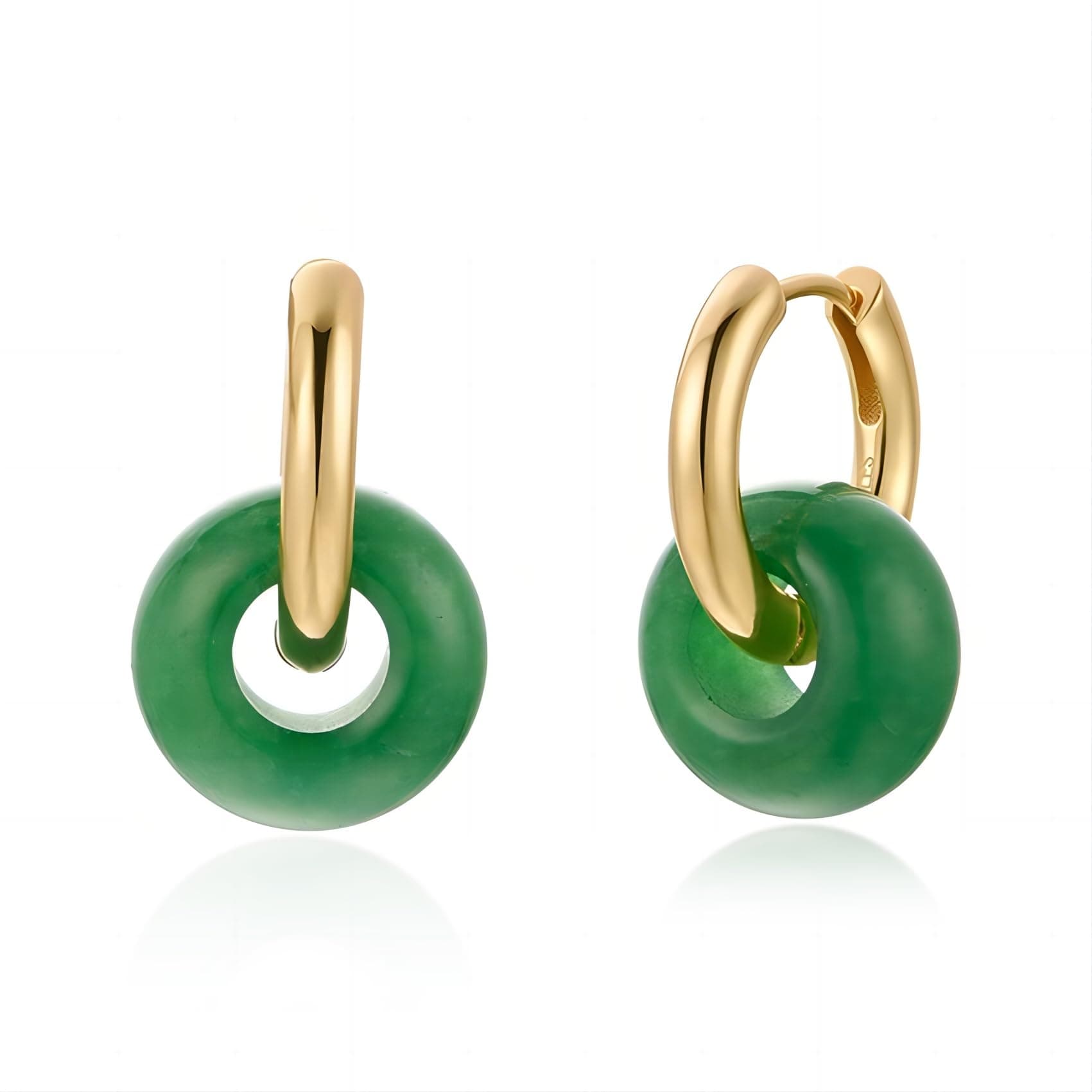 Jade Earrings for Women Non Tarnish Hoop Dangle Earring for Trendy Stainless Steel Emerald Green Earring