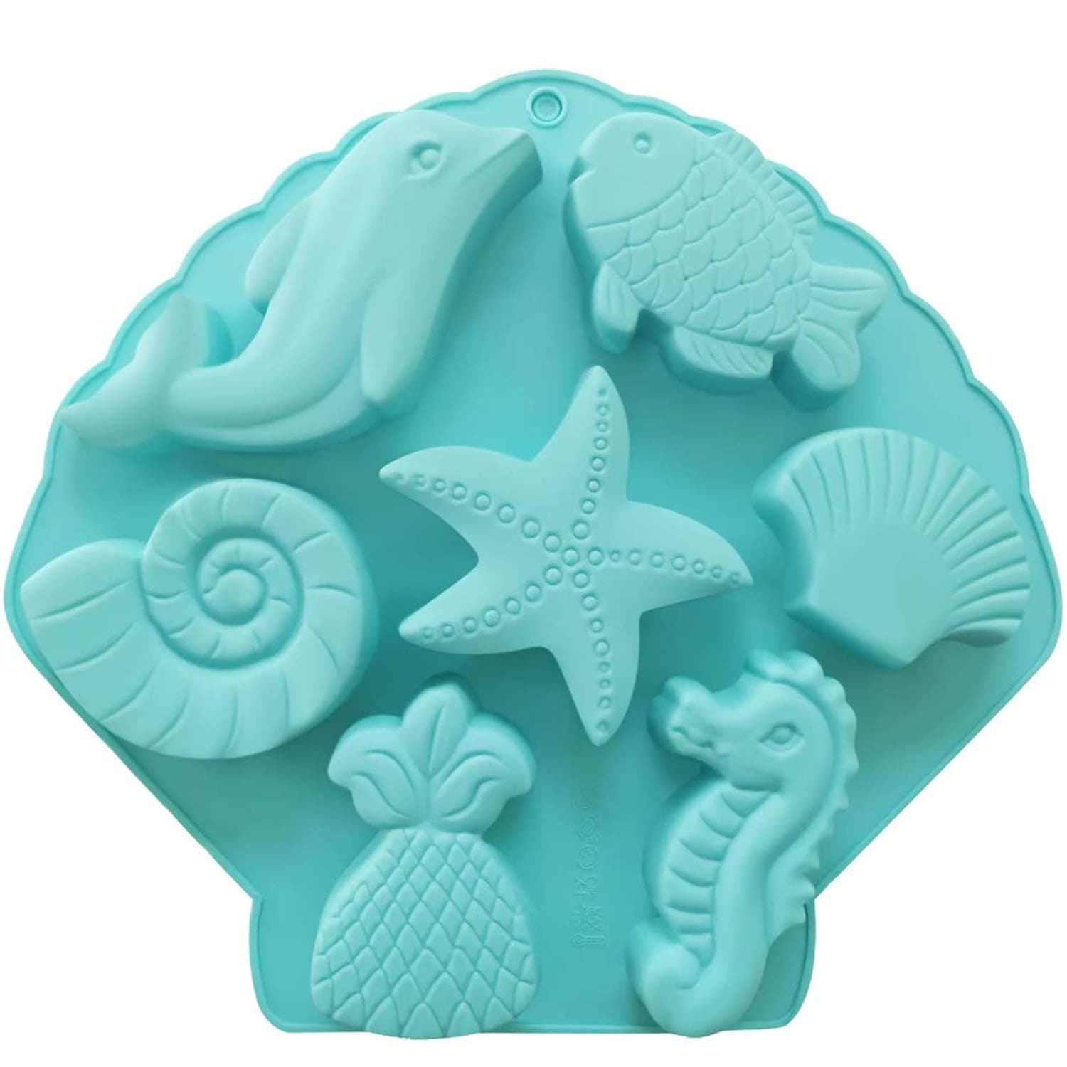 Palksky Under The Sea Silicone Cake Mold Ocean Animal Dolphin/Fish/Conch/Starfish/Sea Shell/Seahorse/Mermaid Tail Soap Mold for Bath Bomb Jelly Mousse Candy Chocolate Mold Random Color