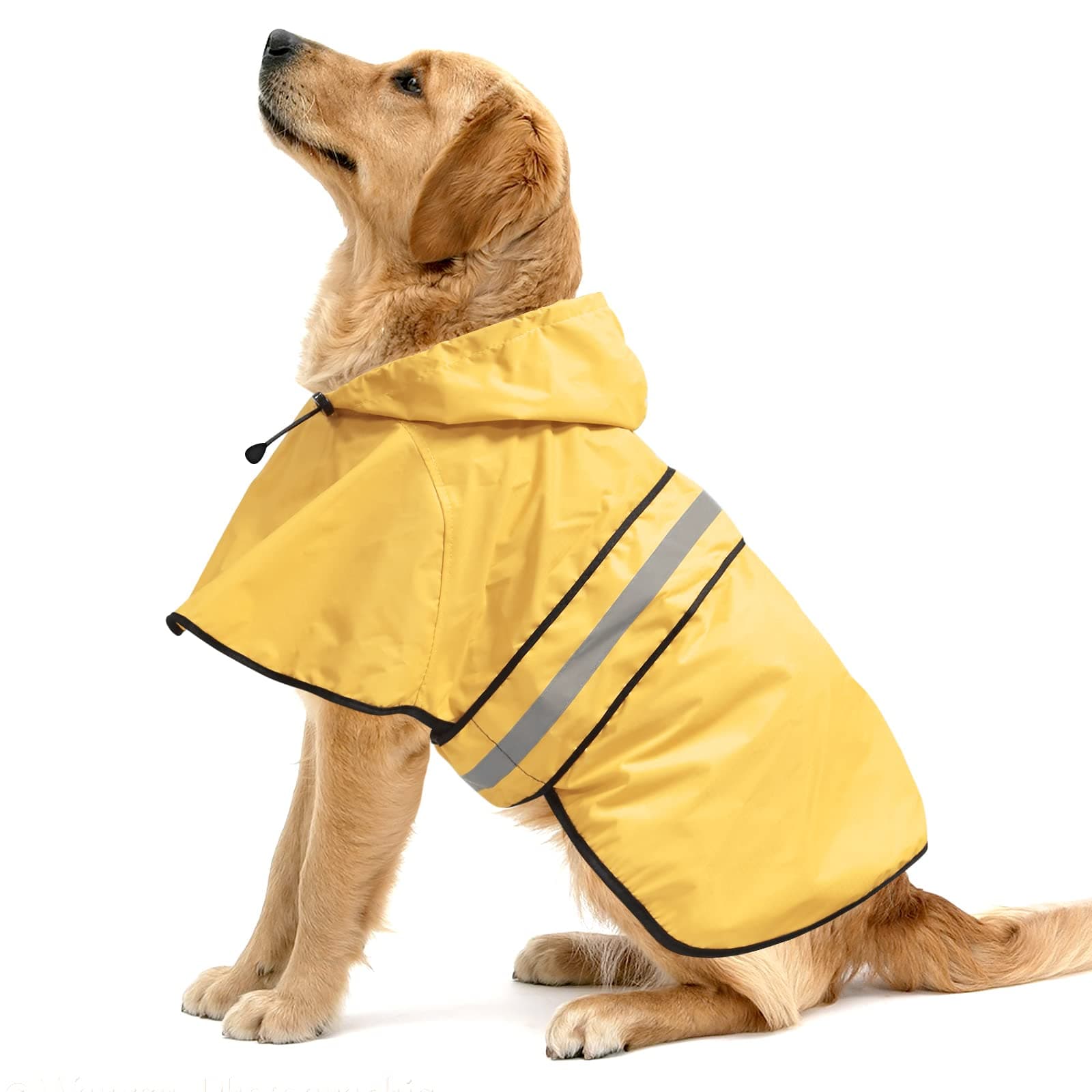 Reflective Dog Rain Coats - Waterproof Adjustable Pet Raincoat Jacket, Lightweight Dog Apparel & Accessories Raincoat for Small to X- Large Dogs(Yellow, Large)