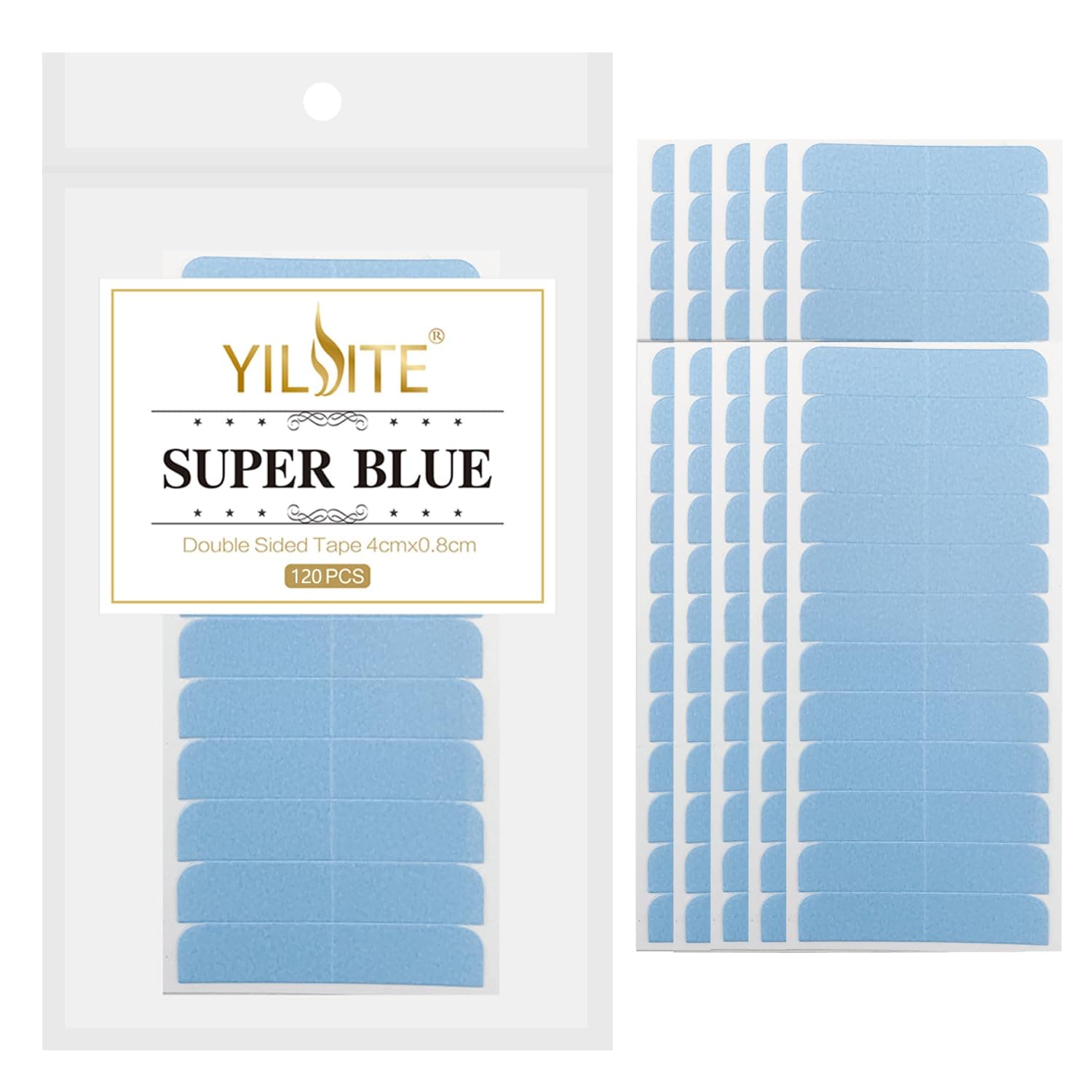 YILITE 120 Peices Hair Extension Tape Tabs Double Sided Tape 4 x 0.8 cm Adhesive Human Hair Tape for Replacement Tape(Blue)