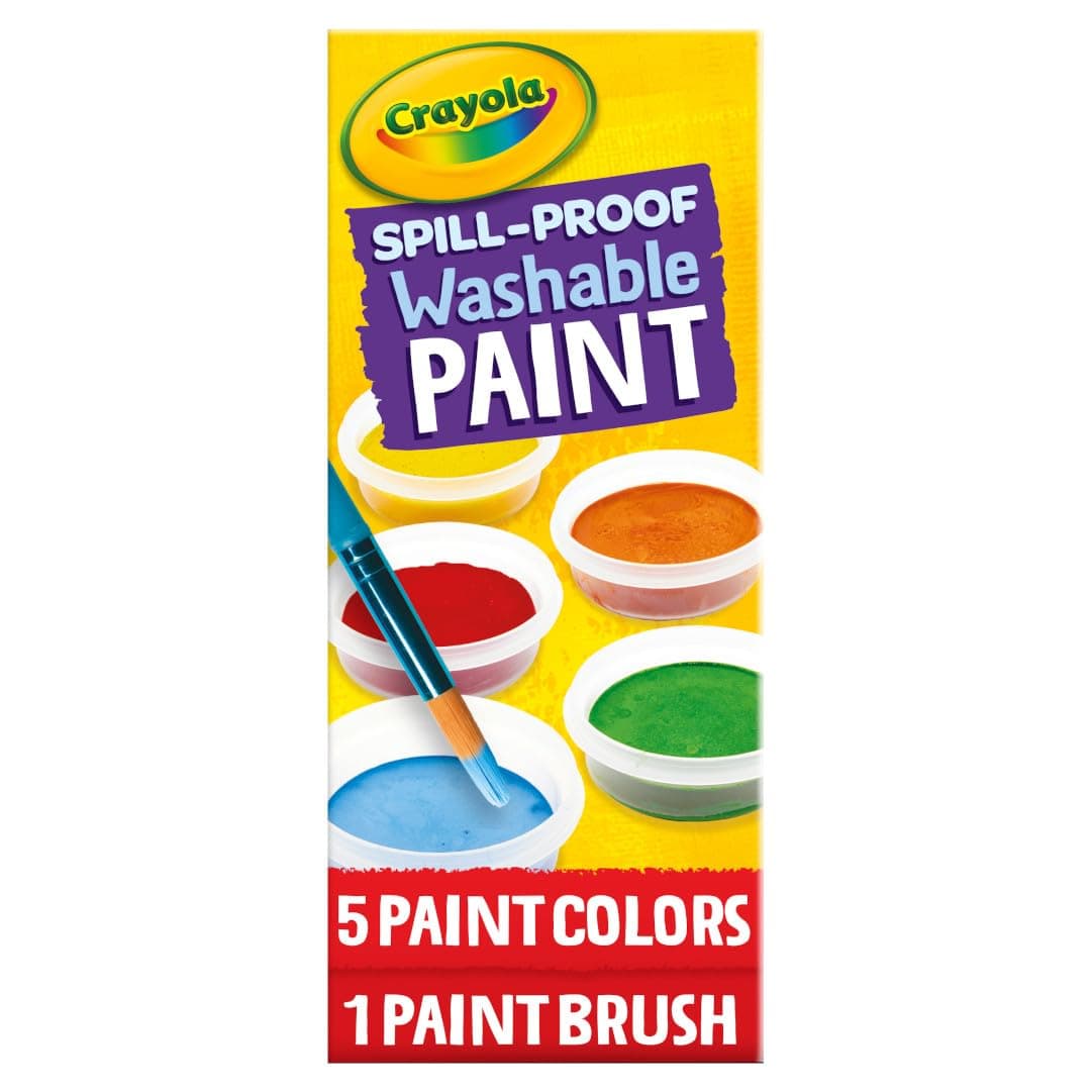 Spill Proof Paint Set (5ct), Washable Paint for Kids, Craft Supplies for Classrooms, School Supplies