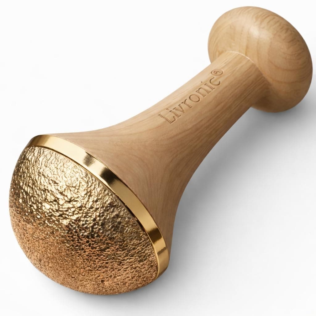 Kansa Vati Foot Massager | Kansa wand foot massager with Teak Wood Handle | Ayurvedic Bronze Kasya Vatki / Kansya Bowl (Katori) Vati | Detox, Foot Relaxation & Stress Relief Tool | Swakansa (Large)