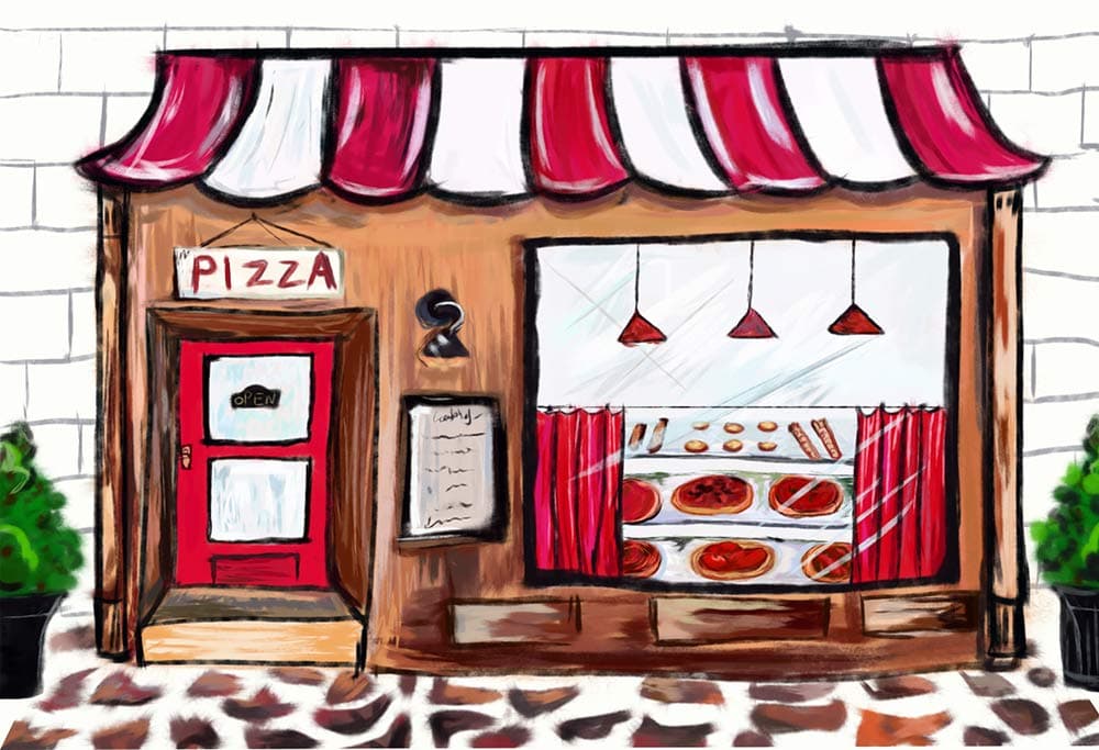 AOSTO6.5x5ft Pizza Shop Photo Background Newborn Baby Shower Cake Table Decorations Banner Kids Birthday Party Photo Backdrop Studio Props W-3668