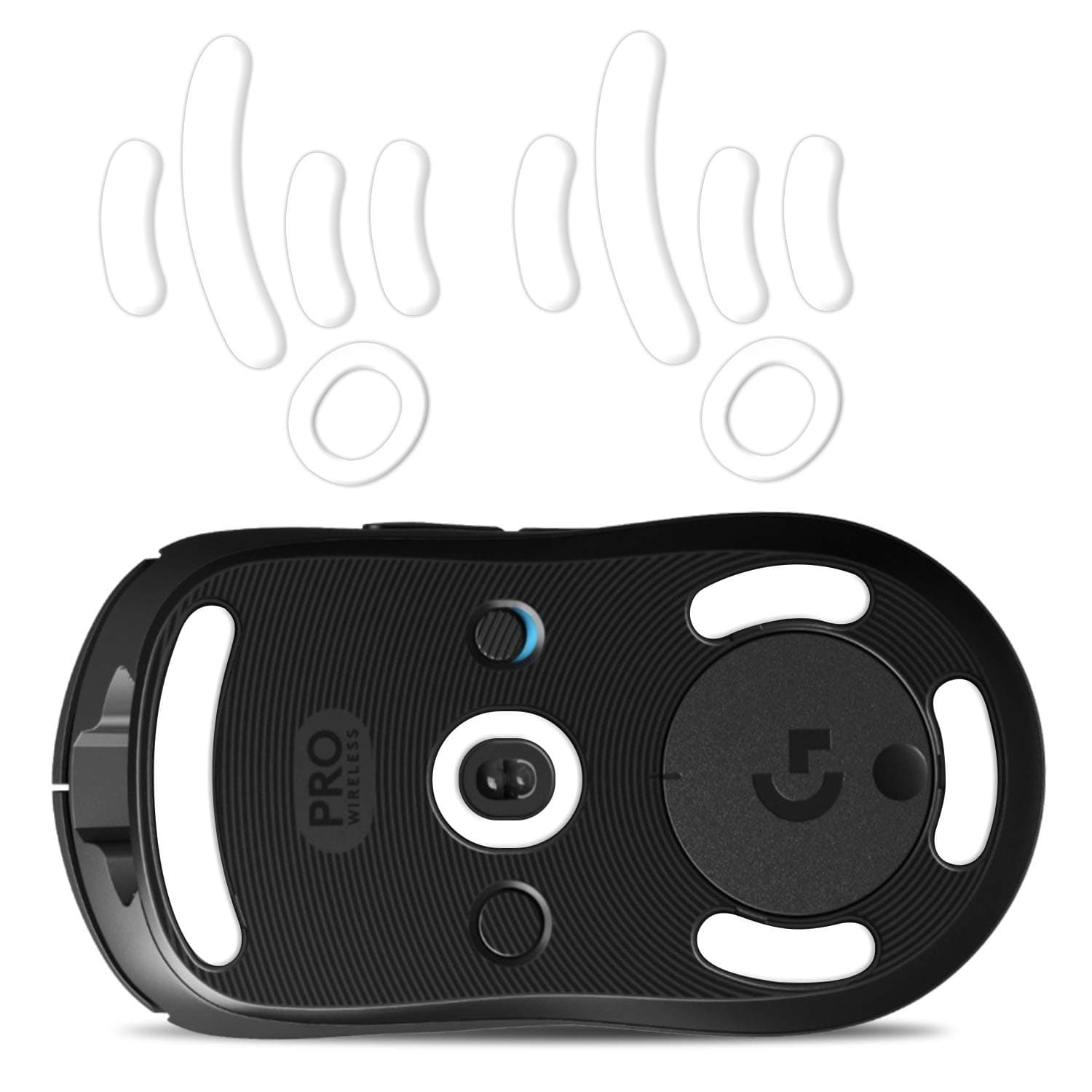 2 Sets of Hyperslides Rounded Curved Edges Mouse Feet, Mouse Skates, Mouse Pads for Logitech G Pro Wireless Gaming Mouse Feet Replacement (0.8mm, Smooth Glide, Pure White PTFE) Pro Performance Upgrade