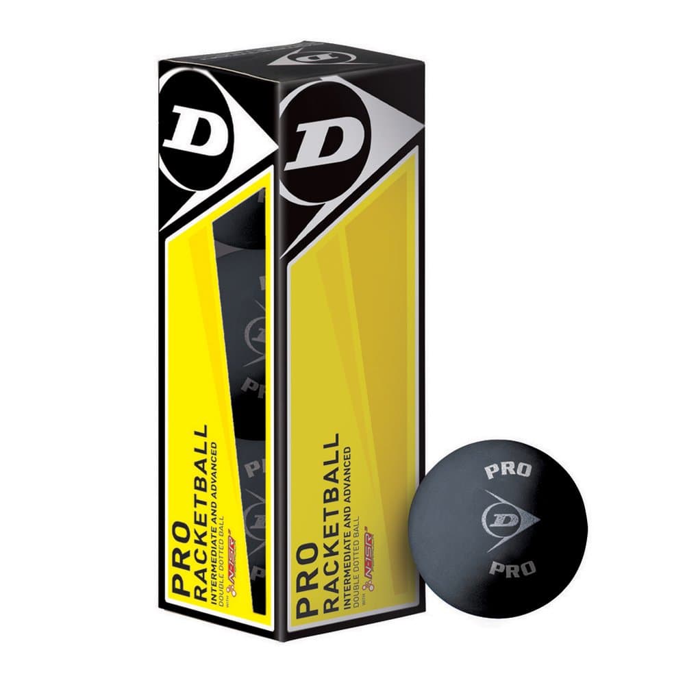 Dunlop Pro Racquetballs/Squash 57 Balls (3 Balls), Black