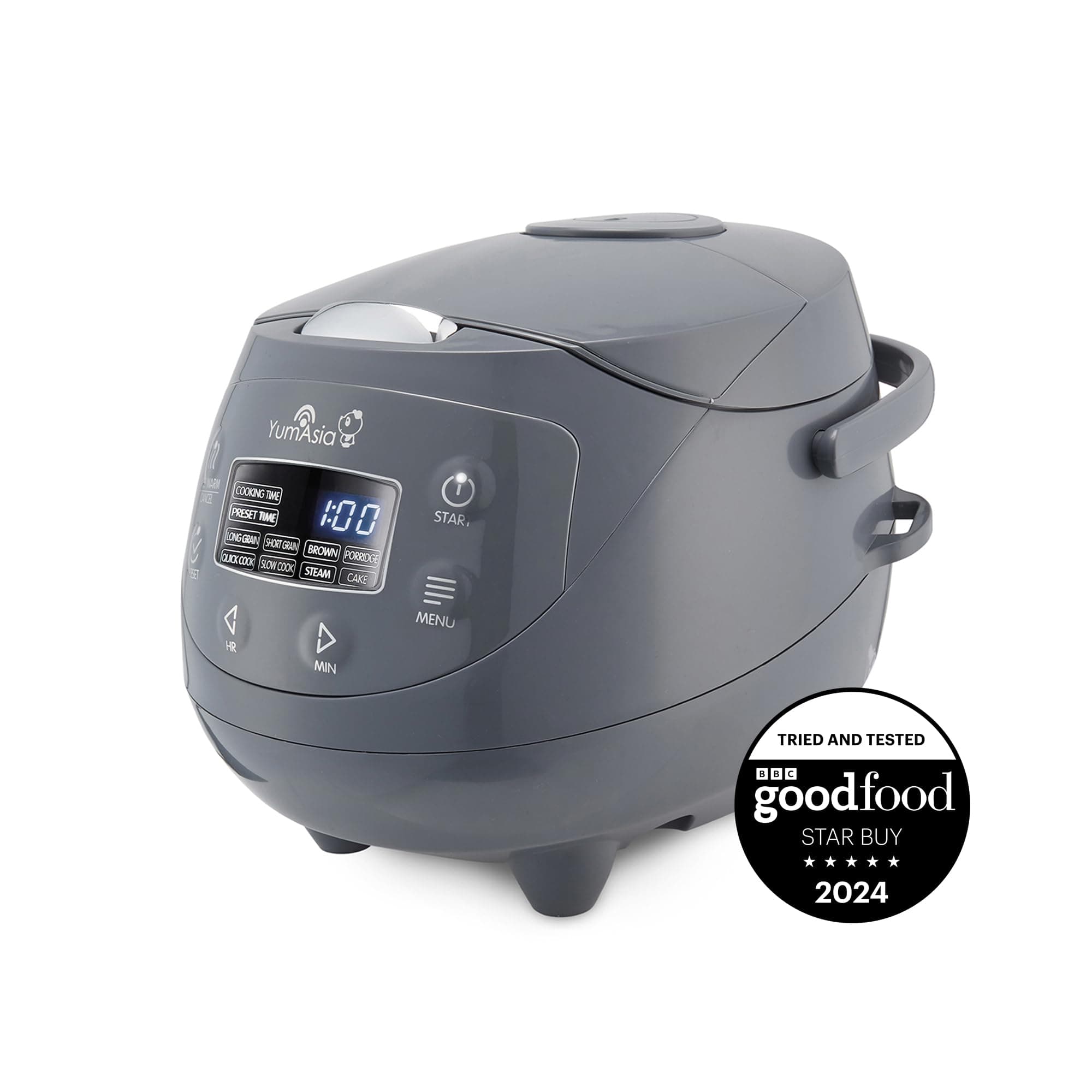 Yum Asia Panda Mini Rice Cooker With Ninja Ceramic Bowl and Advanced Fuzzy Logic (3.5 cup, 0.63 litre) 4 Rice Cooking Functions, 4 Multicooker functions, LED display, 220-240V (Cobalt Grey)
