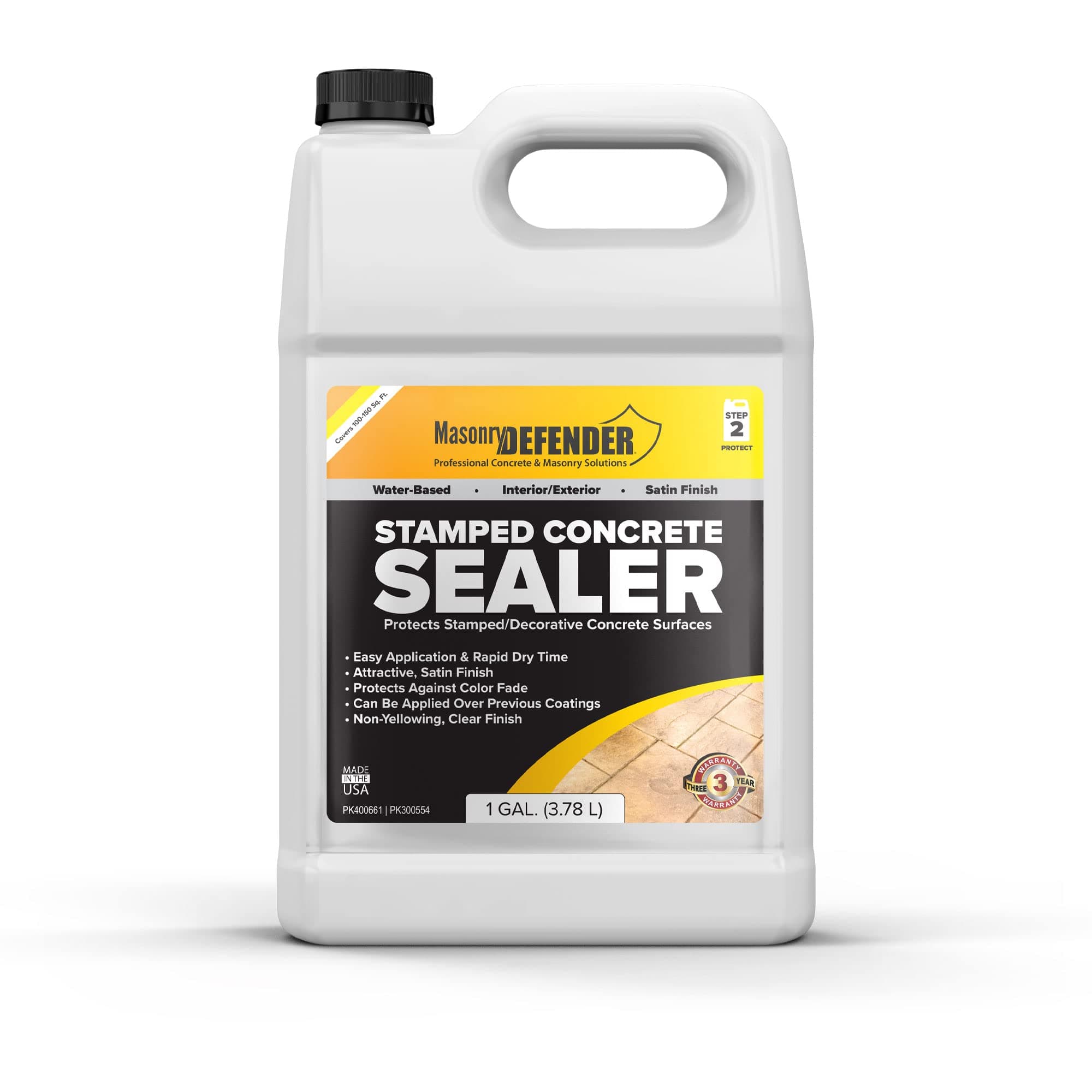 Stamped Concrete Sealer - Clear, Water-Based, Satin Finish for Decorative Concrete - 1 Gallon