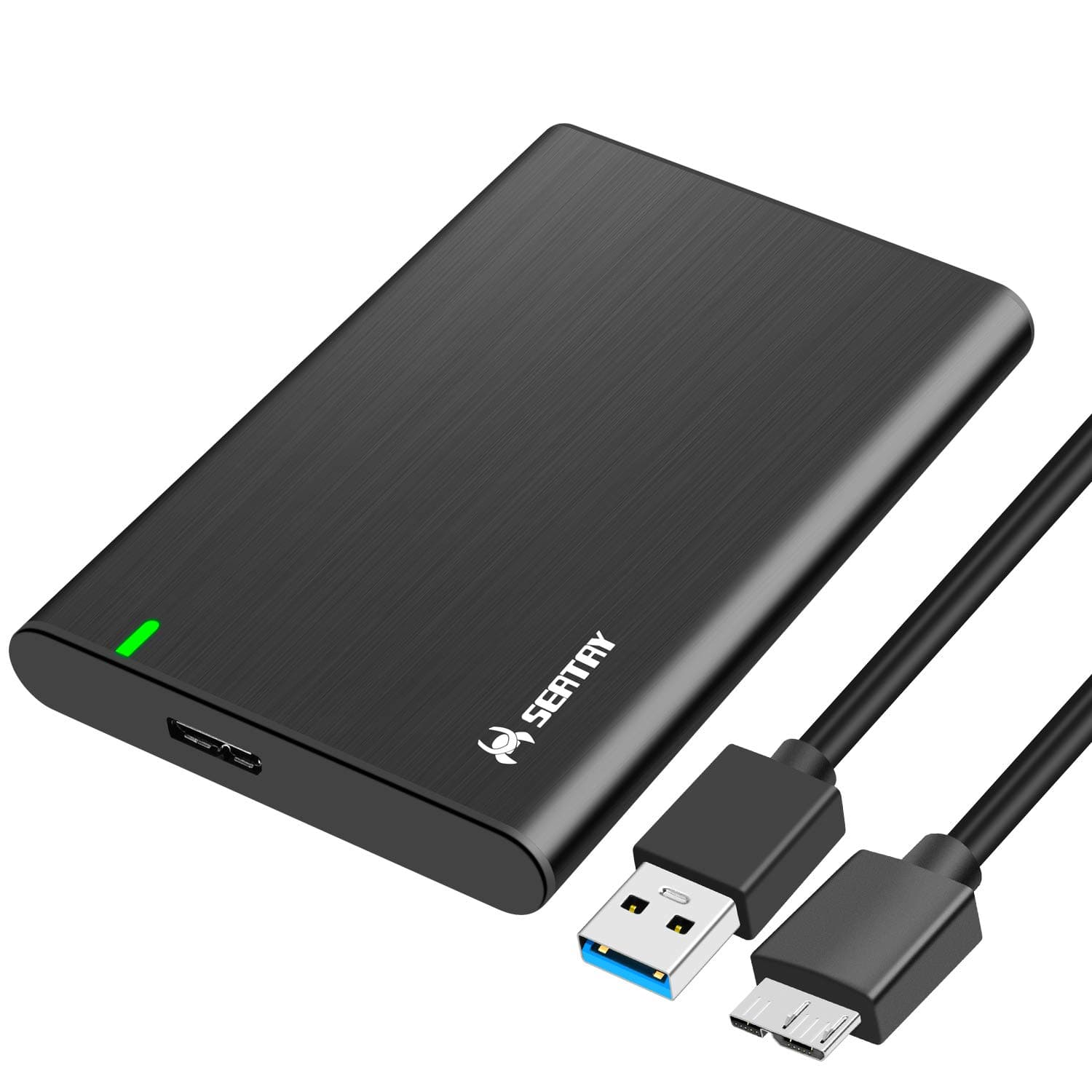 2.5 Inch Hard Drive Enclosure SATA to USB 3.0 Portable External Hard Disk Drive Case Aluminum for SSD HDD 9.5mm 7mm Support UASP-[Black]
