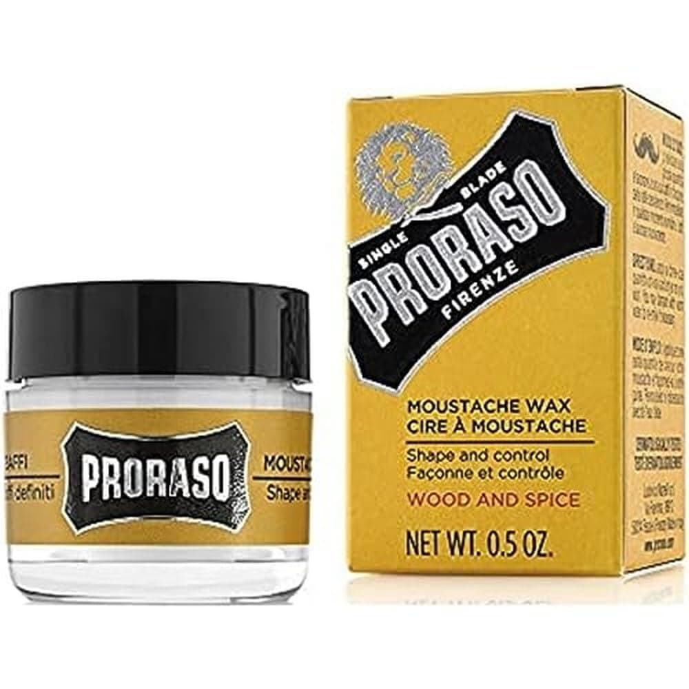 Proraso Medium Hold Moustache Wax - Natural Finish Beard & Moustache Styling Wax - Cream-to-wax Formula - 0.5oz