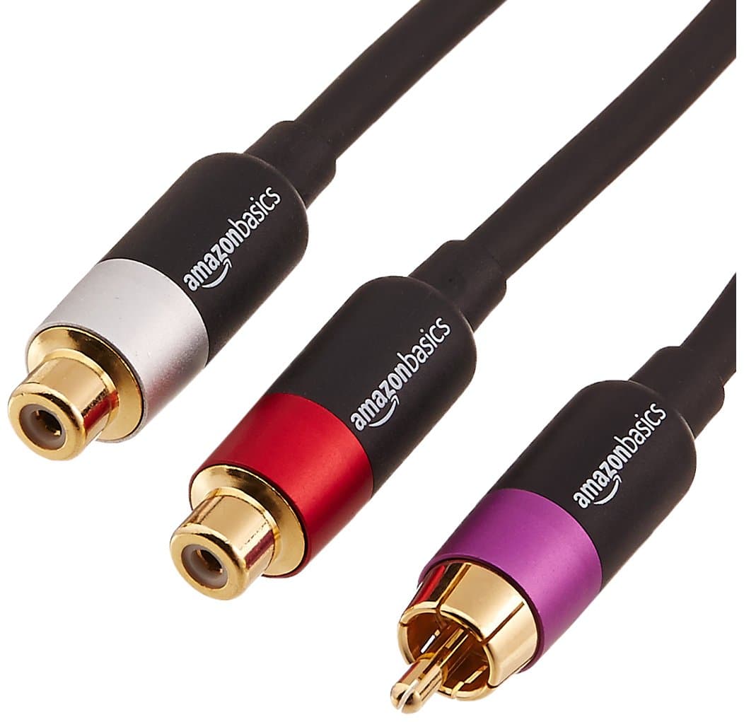 Amazon Basics RCA Audio Cable, Y-Adapter Splitter, Gold-Plated Connectors, Color Coding, 30.48 CM, Black
