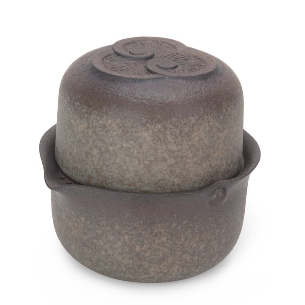 Ceramic Lucky Clouds Portable Travel Tea Set, One Person Use, Reef Glaze