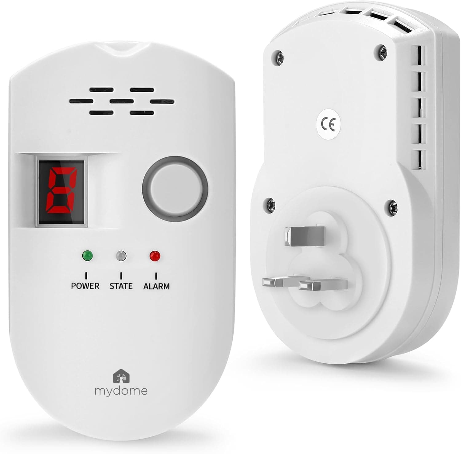 Mydome Gas Leak Detector [V2 – Update] | Accurate Natural Gas Alarm With A Loud Alarm & Digital Display, White