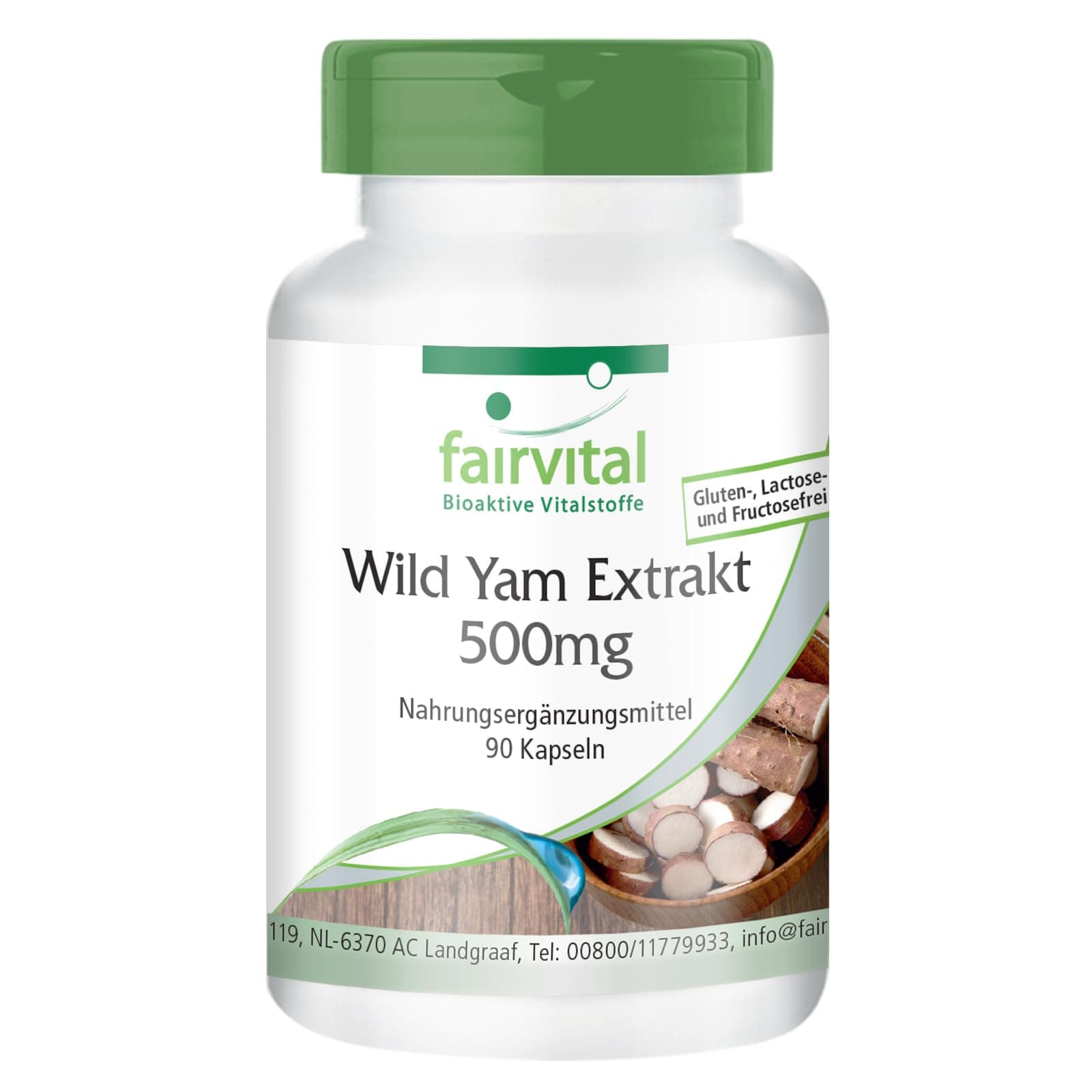 fairvital Wild yam Extract 500mg - Bulk Pack for 3 Months - Vegan - HIGH Dosage - 90 Capsules - standardised to 20% diosgenin