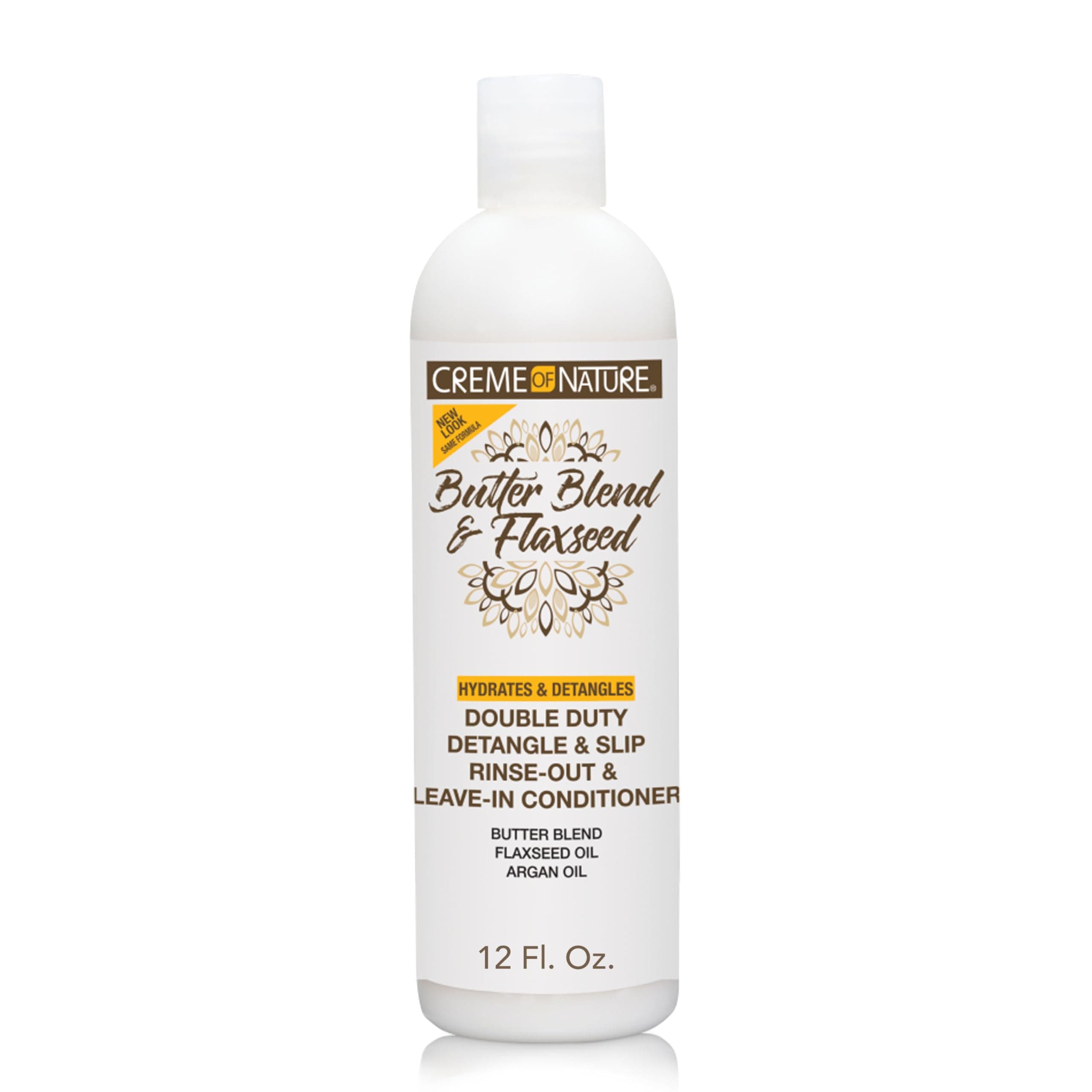Creme of Nature Double Duty Detangle and Slip Rinse-Out and Leave-In Conditioner with Butter Blend, Flaxseed and Argan Oil, Moisture-Rich, Multi-Use Detangling for Natural Hair, 12 oz
