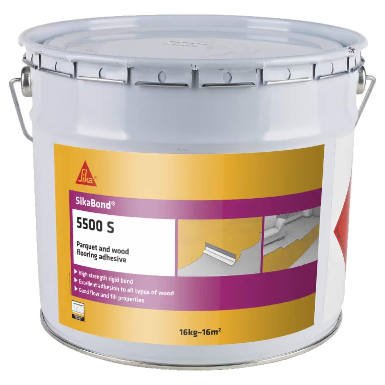 Sika SikaBond 5500S Parquet And Wood Flooring Adhesive â Excellent Spreadability â Solvent-Based â 16kg
