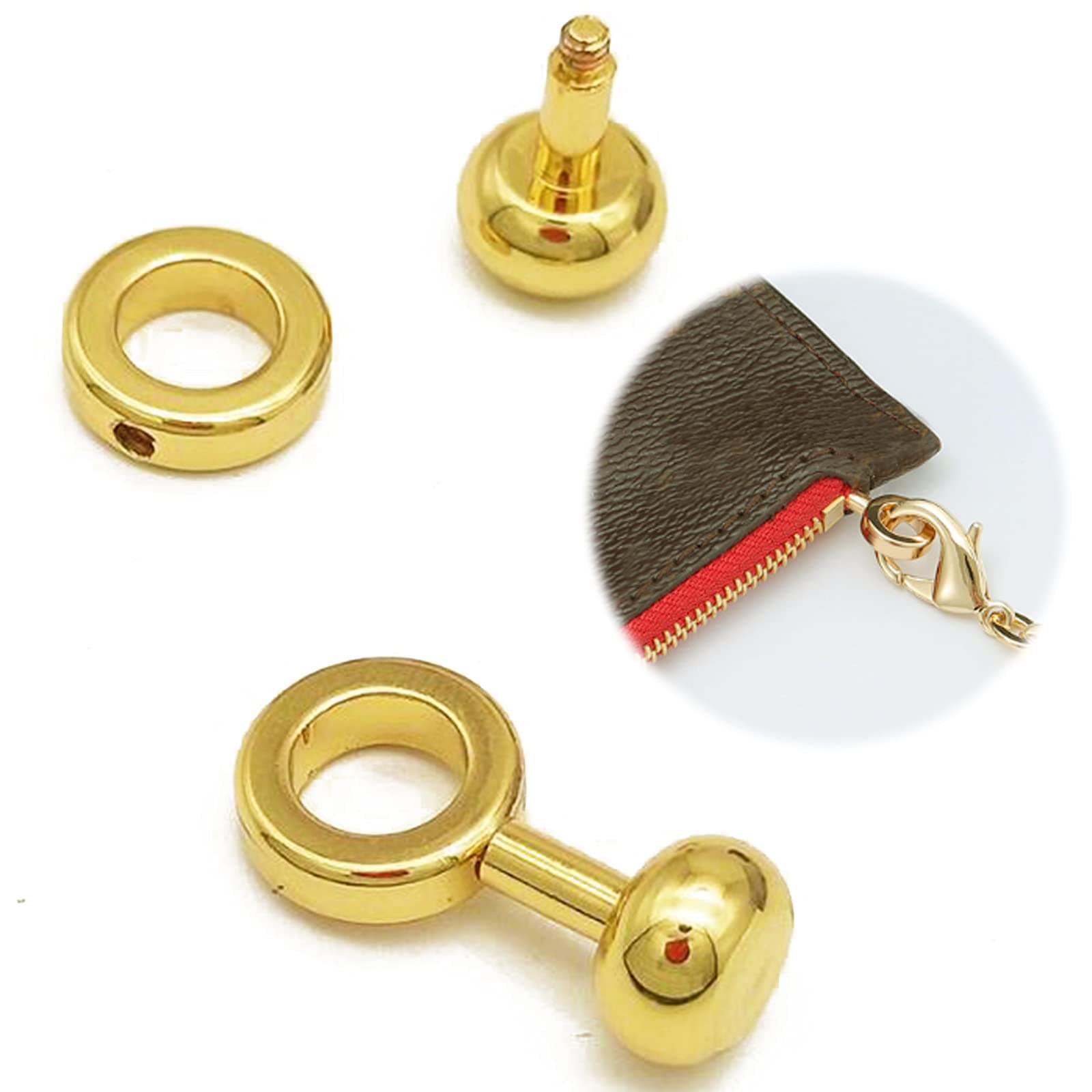 Arokimi2Pcs Brass Ball Studs Rivets O/D Ring for Leather Crossbody Purse Craft