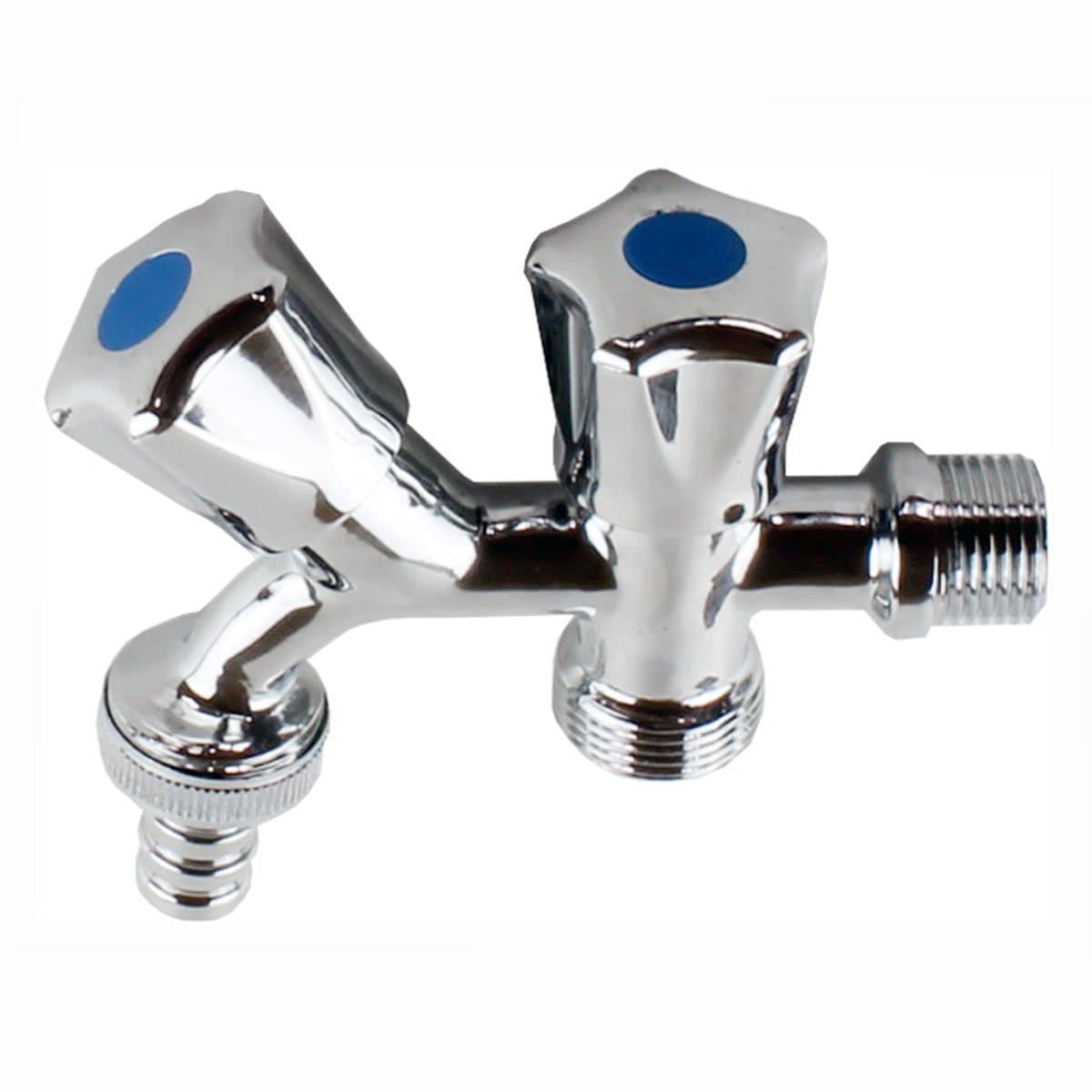 Chrome plated brass valve for washing machines, dishwashers, combination distributor, shut off valve JL20GL34D