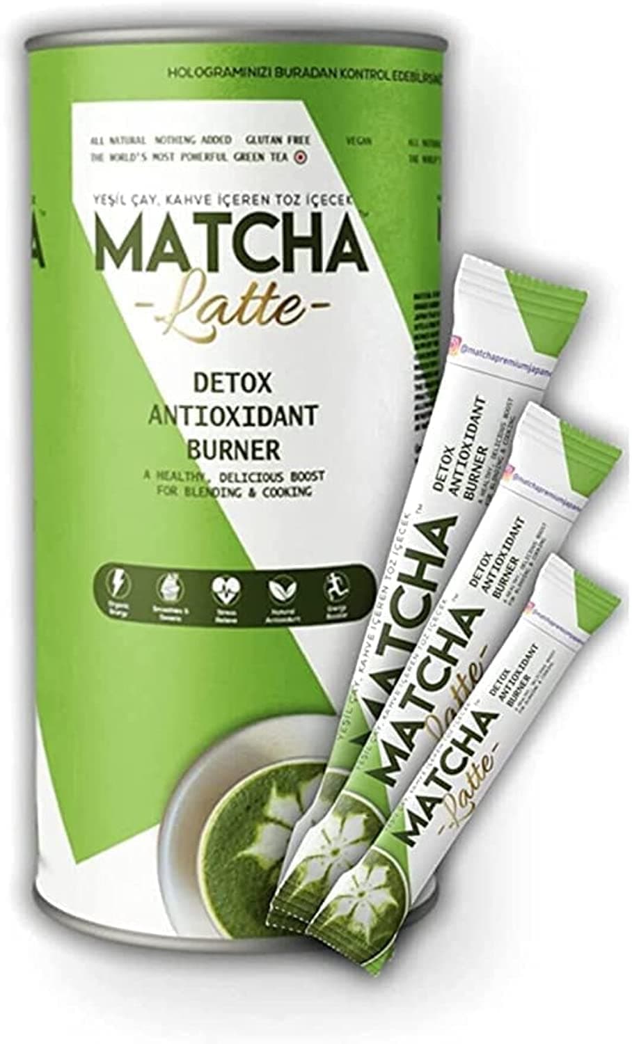 BEAUTY AMBITION Premium Japanese Matcha Latte, Coffee And Coconut Flavored Matcha Tea, 1 Box 20 Days