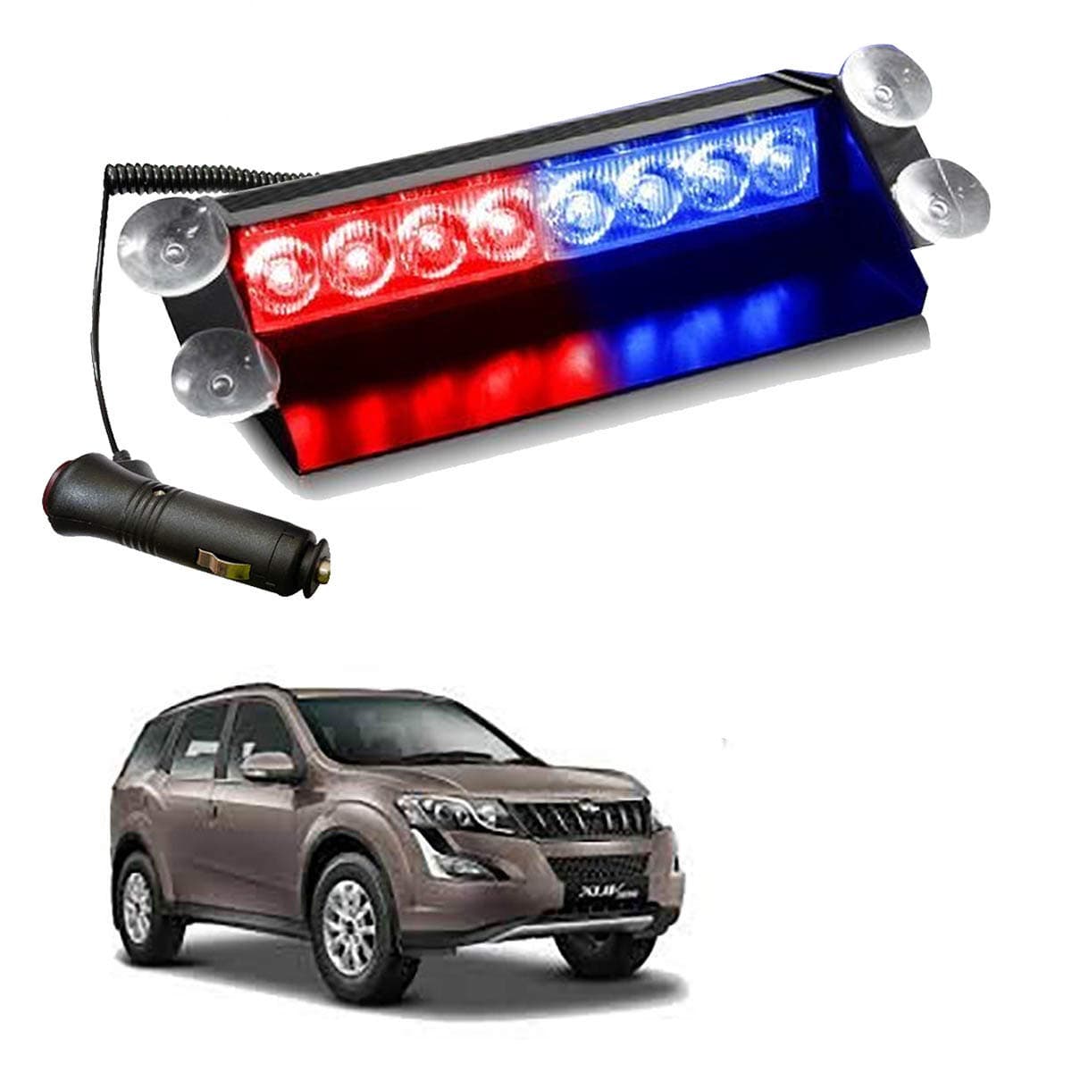 AdroitZ 8 LED Flash Car Flashing Warning Emergency Windshield Unit 3 Mode Police Strobe Light Lamp for Mahindra Xuv 500