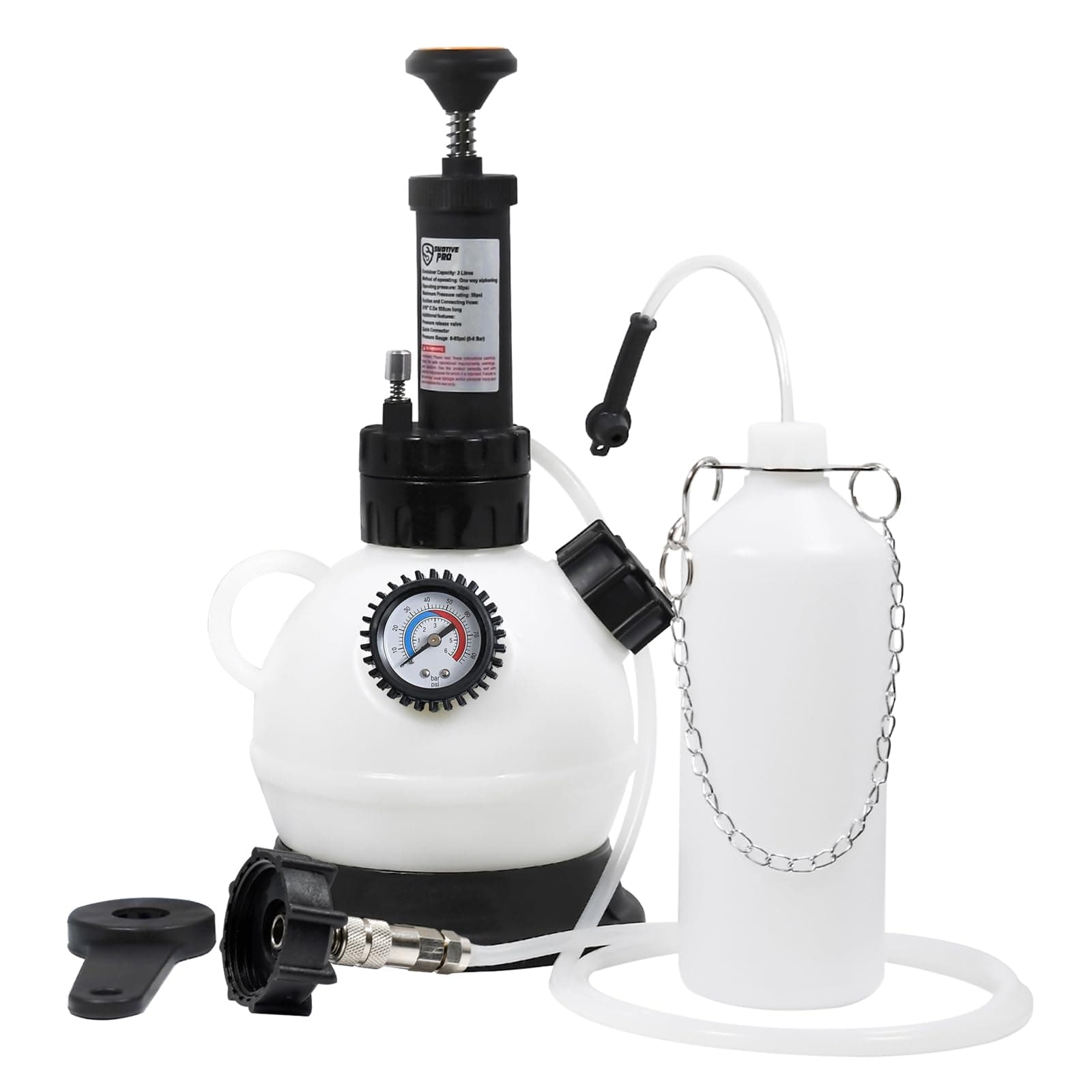 2L Manual Brake Bleeder Fluid Pump, One Man Professional Brake Bleeder Kit Suitable for Most Brake Mast Cylinder Reservoirs