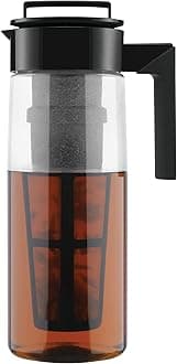 Flash Chill Iced Tea Maker - Versatile Tea Brewer for Loose/Bagged Tea - Patented Flash Chill Tech Hot/Cold Use BPA-Free Tritan Dishwasher Safe - Airtight Lid Made in USA - 2 Quart/Black