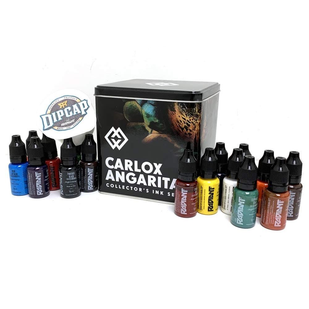 Radiant Colors Carlox Angarita Collector’s Tattoo Ink Set 1/2oz Bottles Kit Pigment Made in USA