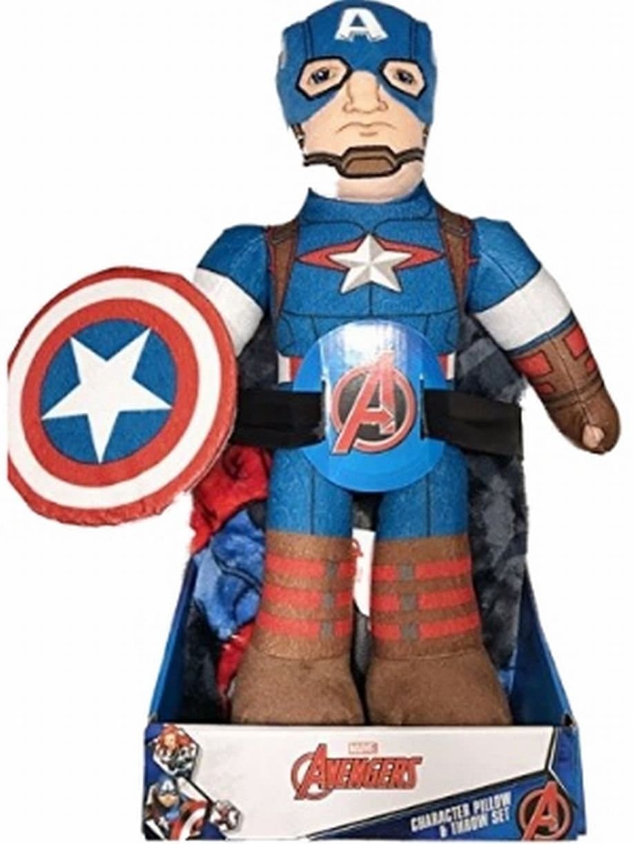 Avengers Captain America Marvel Character 2 Piece Pillow Plush and Throw Set,