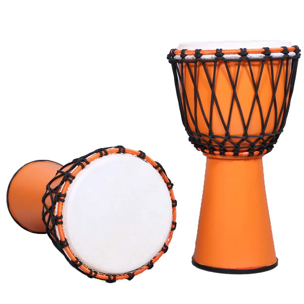 Star Musical and Handicraft - Fiber Djembe 8 Inches Diameter X 16 Inches Height Musical Instrument Percussion Hand Drums - Orange (8 x 16 Inches) - Ideal for of 5 to 12 Age