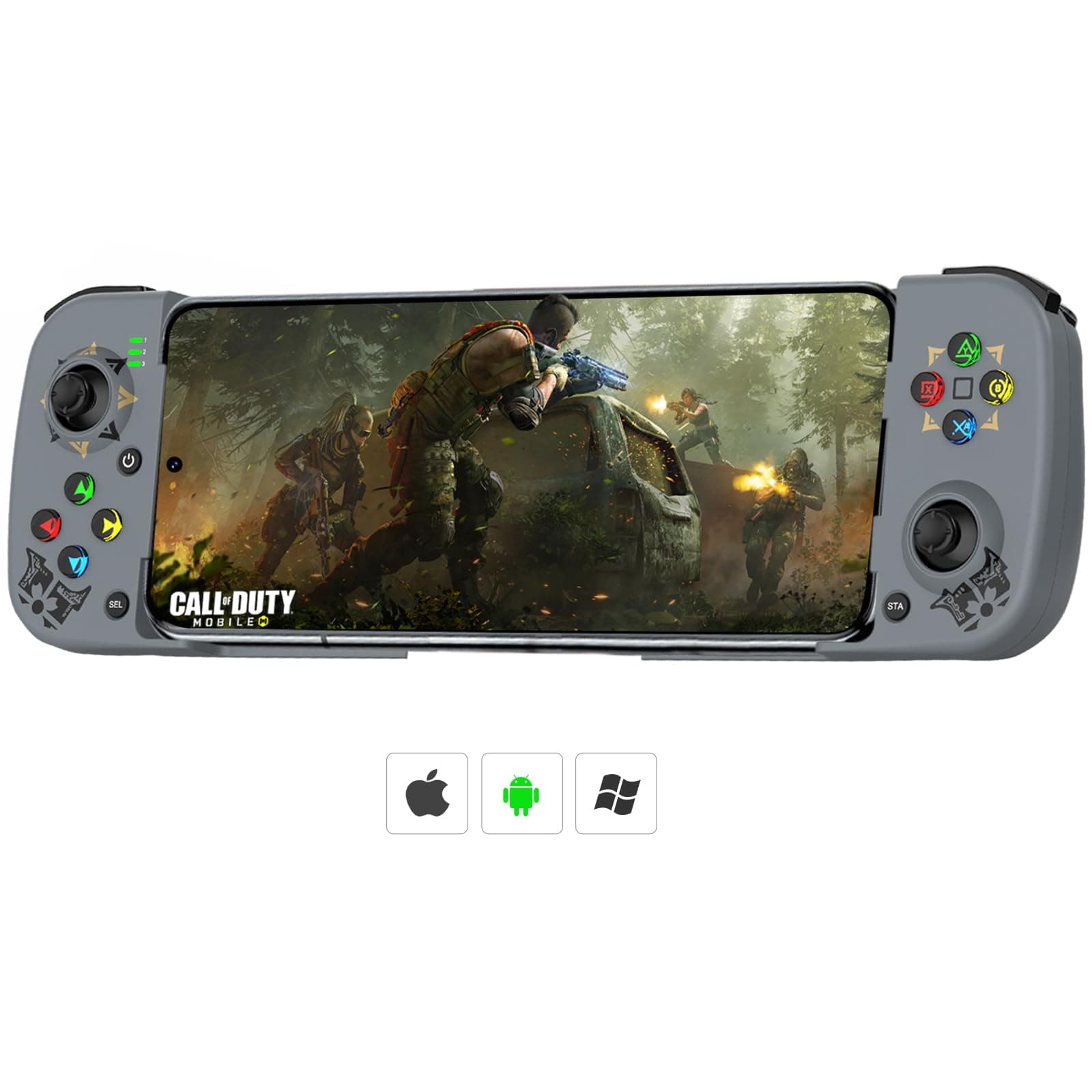 Megadream Mobile Game Controller Gamepad for iPhone iOS Android PC: Works with iPhone 14/13/12/11/X, iPad, Samsung Galaxy, TCL, Tablet, Apex Legends, Call of Duty - Directly Play (Grey)