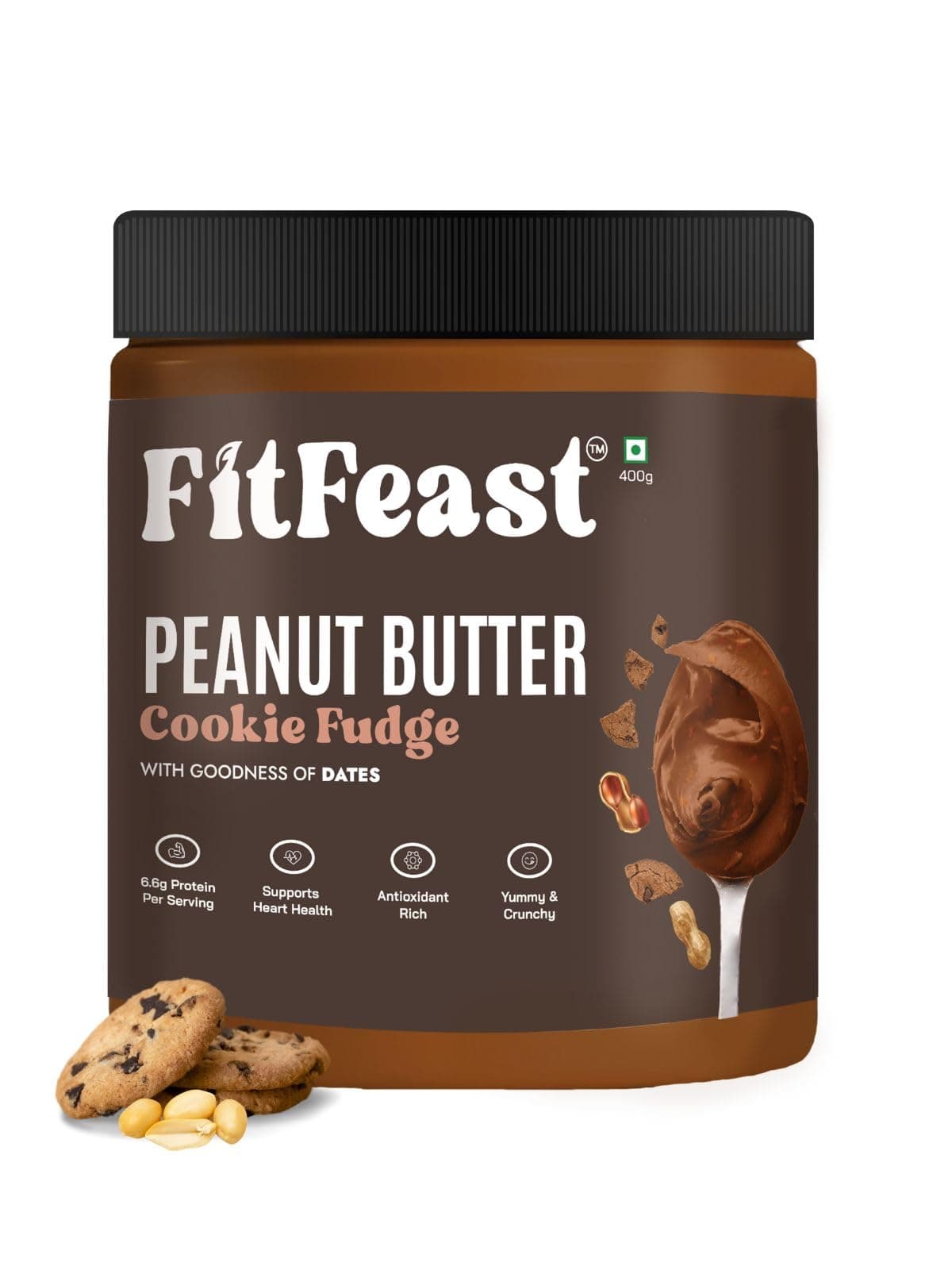 Peanut Butter Cookie Fudge | 400g | Dark Chocolate Fuge | No Trans Fats | No Cholesterol | Sweetened with Dates | Antioxidant-Rich | As Seen on Shark Tank