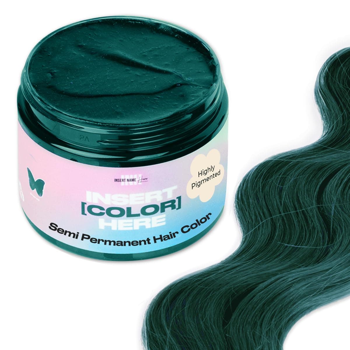 INH Semi Permanent Hair Color Emerald, Color Depositing Conditioner, Temporary Hair Dye, Tint Conditioning Hair Mask, Safe, Green Hair Dye - 6oz