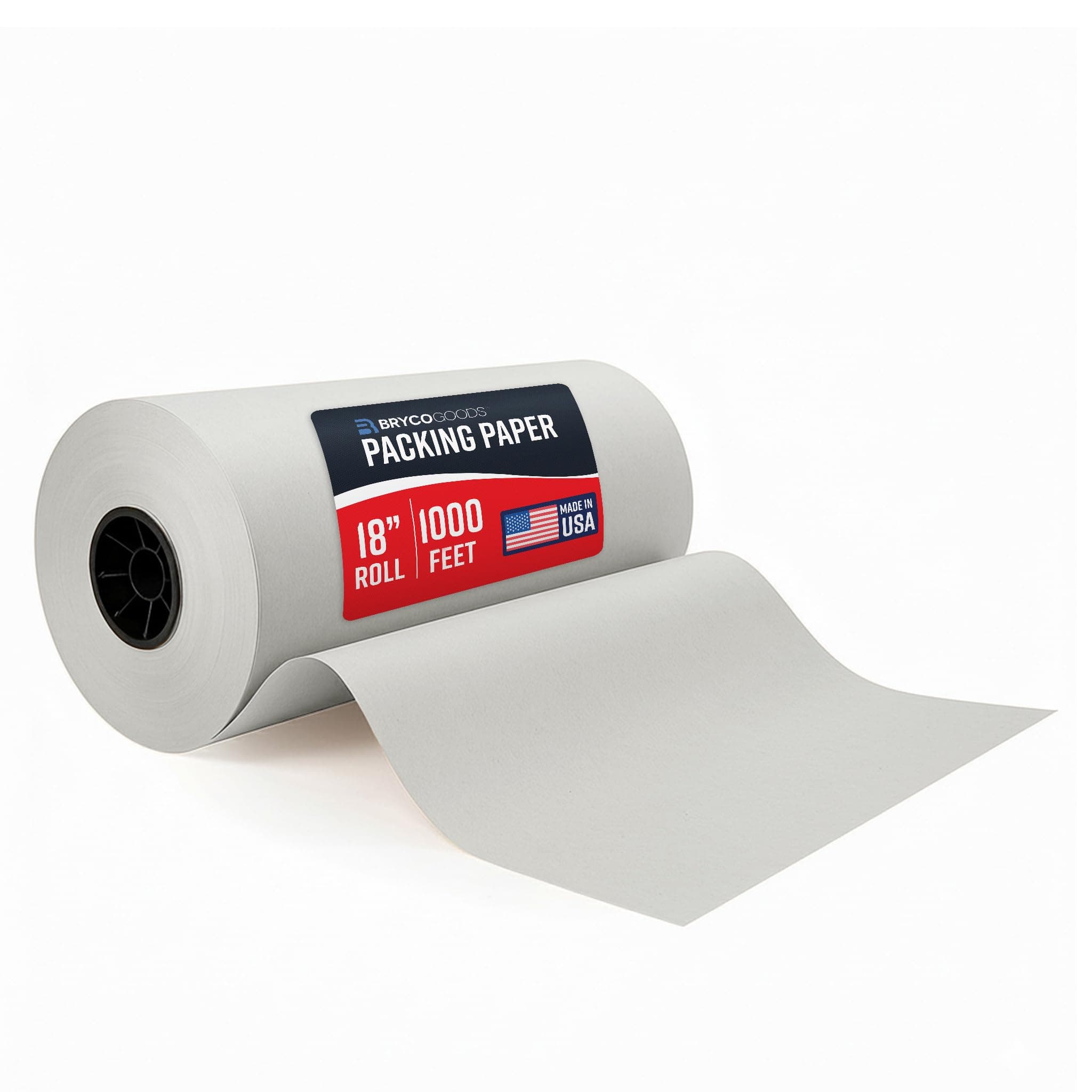 Bryco Goods Large Newsprint Packing Paper Roll - 1000'L x 18”W (700 Sheets 17” Long Equivalent) - USA Made - Newspaper Paper - Packaging, Storage, Shipping & Moving Supplies