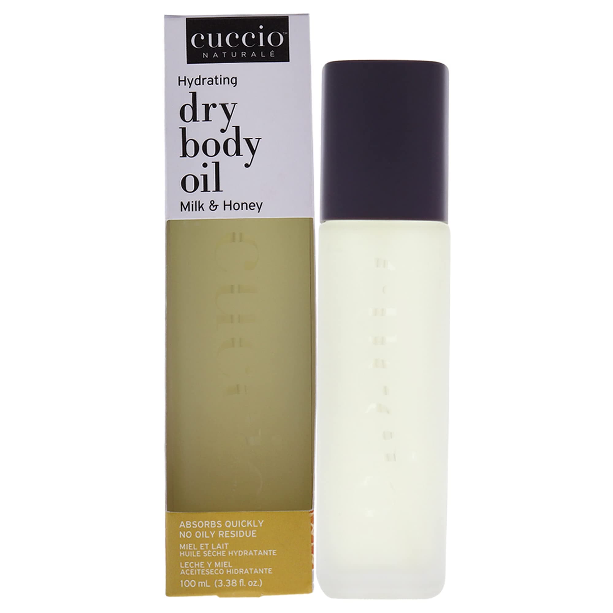 Cuccio Naturale Hydrating Dry Body Oil - Renewing Scented Body Oil - Essential Moisturizing Therapy For Dry Skin Repair - Paraben Free Formula With All Natural Ingredients - Milk And Honey - 3.38 Oz