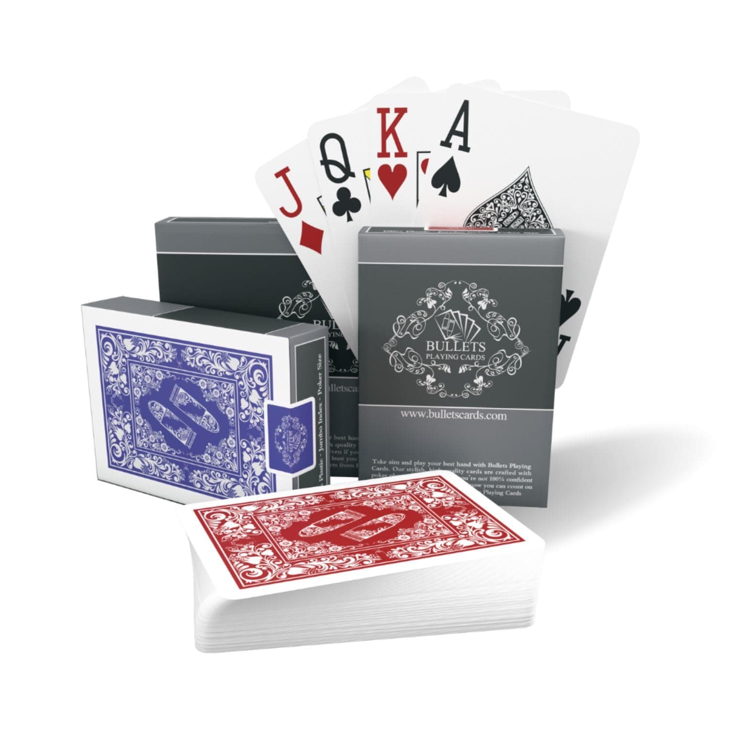 Bullets Playing Cards, Two Decks of Poker Cards, Waterproof Plastic Playing Cards, Easy to Read & Great Feel, Jumbo Index & Two Pips, for Texas Holdem Poker