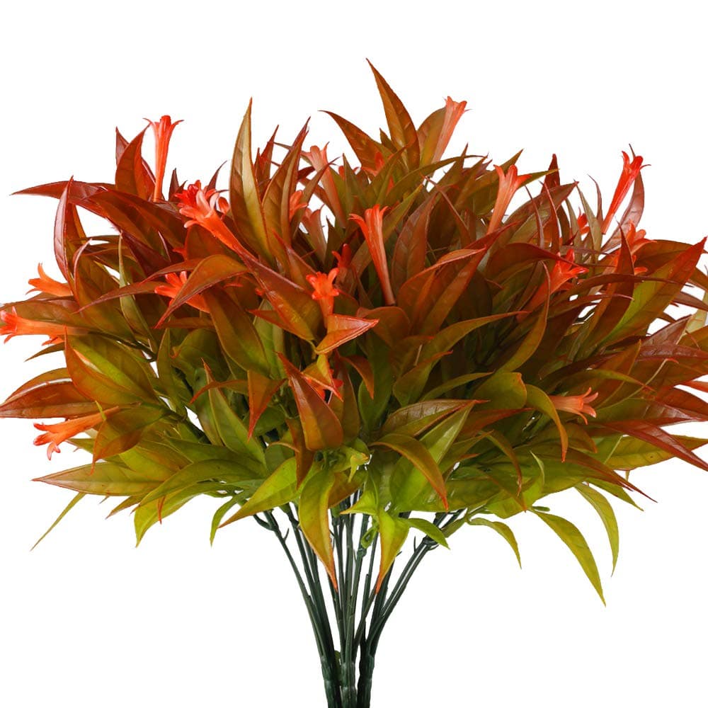 HUAESIN 4PCS Artificial Morning Glory Shrubs, Artificial Plants 0utdoor, Plastic & Silk Fake Plants, UV Resistant Faux Flowers, Greenery Bushes for Outdoor, Indoor, Garden, Home, Office, Grave Decor